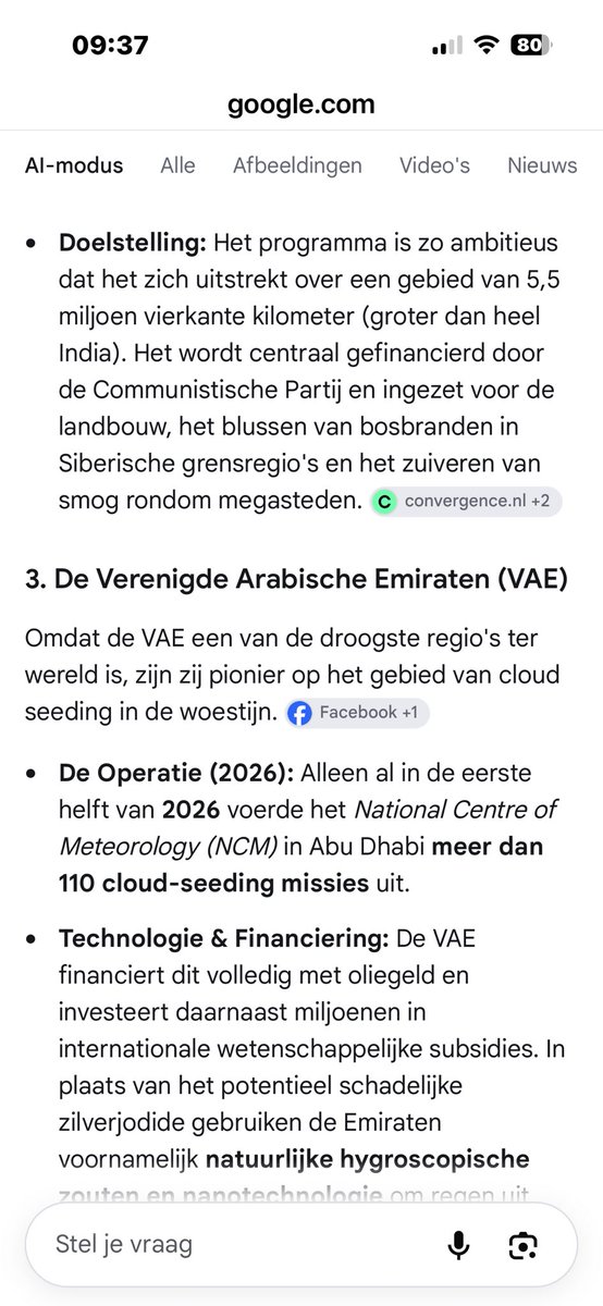 SaskiaHeijden's tweet photo. Volgens de Wereldmeteorologische Organisatie (WMO) zijn er
wereldwijd meer dan 50 landen die actief en structureel gebruikmaken van weermodificatie en cloud seeding. Nu de klimaatcrisis voor hevige droogte zorgt, investeren overheden en deelstaten miljoenen in deze techniek‼️ https://t.co/zqy9OWUarl