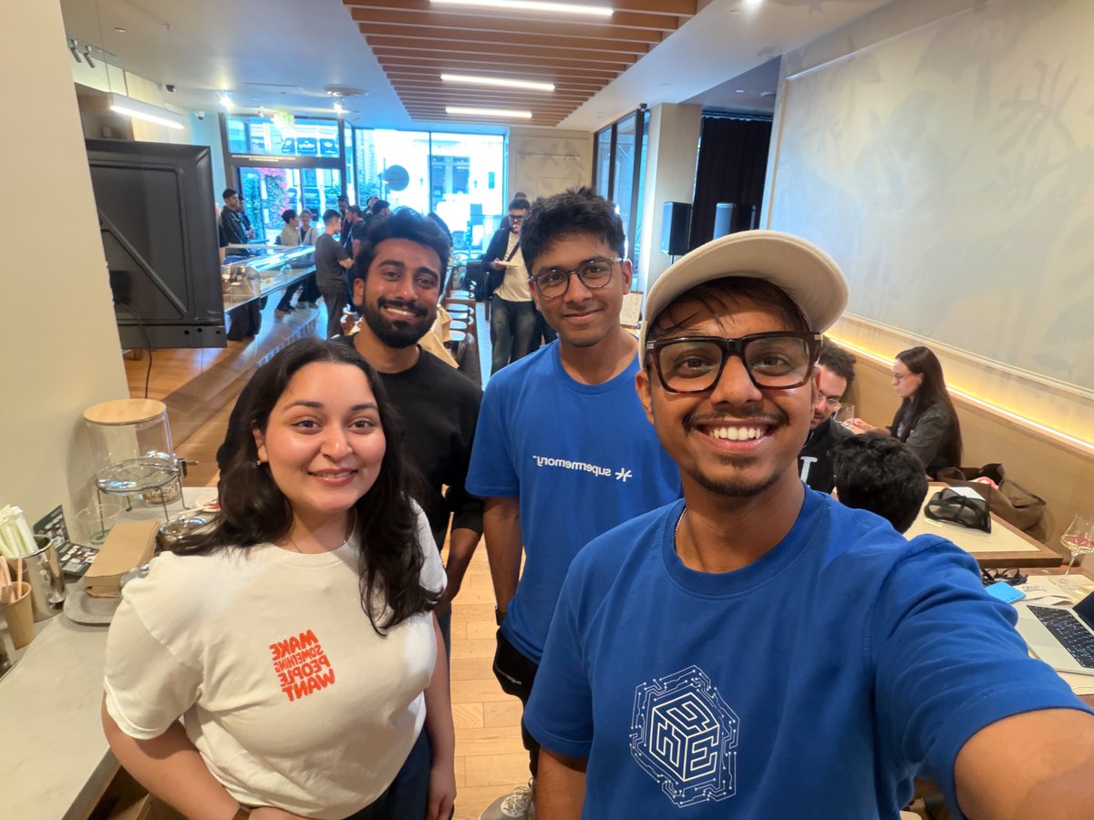 lets_ash's tweet photo. Day 1 of SF @Techweek_ , done.

Started at the @agi_inc Inc pop up store, packed from the first hour. We were there to work, but I spent half the day watching people put on the AGI glasses and come out surpised that AGI can shop for them.

@KhotChaitanya and the AGI team ran the best pop up I've seen. More on what we made together soon.

Also today:

Met and had so much fun talking about the industry + their stories of building their own companies with @DhravyaShah @imittalishika @shardul_mane, easily a highlight

Ran into 5 more people from Mumbai. Got our Mumbai meetup in before GTA 6 haha

Talked to a couple of investors about the new model we're launching for @blockwee 

On to day 2.