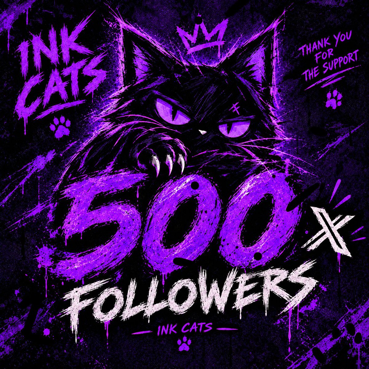 InkCatsnftg's tweet photo. 500+ FOLLOWERS 

We hit 500. You showed up.
Now it’s time for the next move. 

INK CATS is just getting started.
Stay close. Stay early. https://t.co/VRWQjgs1AL