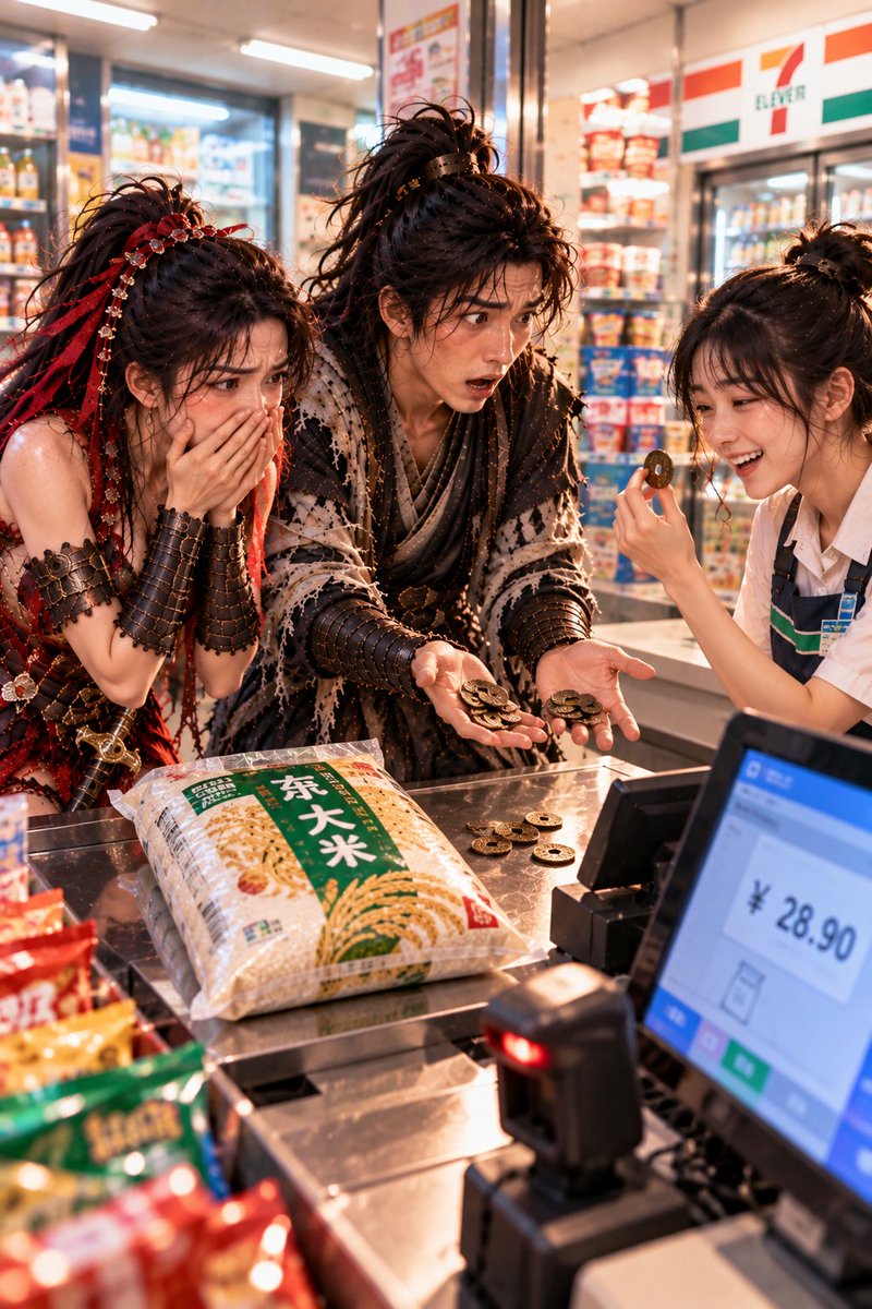 NightSignal1987's tweet photo. I carried the rice to the counter.
The girl pointed at the price.
Easy.
I reached into my robe and placed everything we owned on the counter.
Eleven copper coins.
The girl stared at the coins.
Then at me.
Then back at the coins.
Qingyao slowly covered her face.
The girl picked up one coin.
“...Is this cosplay money?”
I suddenly realized something very important.
We were still broke.
Just in another world.
EP.11 — Eleven Copper Coins
#Fantasy #Cultivation #PortalFantasy #WebNovel