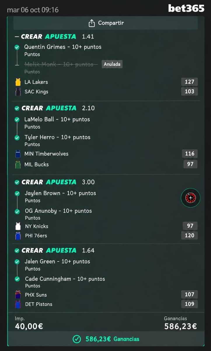 PeppaPigBets's tweet photo. Primera noche con puntos de jugadores en la NBA en el canal y acertamos una cuota 25 que nos bajaron por la baja de monk.. Aun así estamos en racha con la NBA 😈😈 https://t.co/3GGOnx1qnr