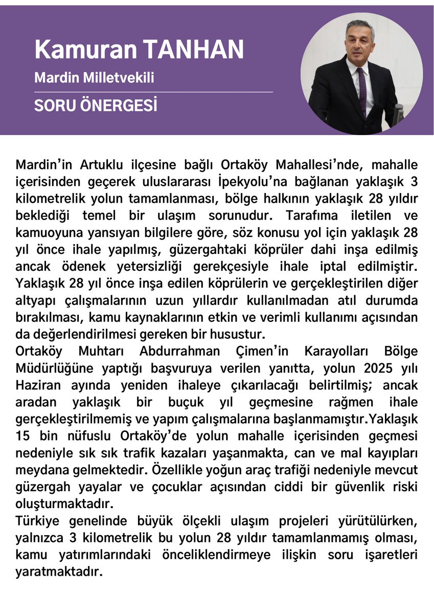 kamurantanhan47's tweet photo. Ortaköy’ün 28 yıllık yol sorununu Meclis gündemine taşıdık.

Artuklu Ortaköy’ün ulaşım sorununu ve yıllardır atıl bırakılan kamu yatırımlarını Meclis’e taşıdık.

@UABakanligi @a_uraloglu https://t.co/vxne9d5tBI