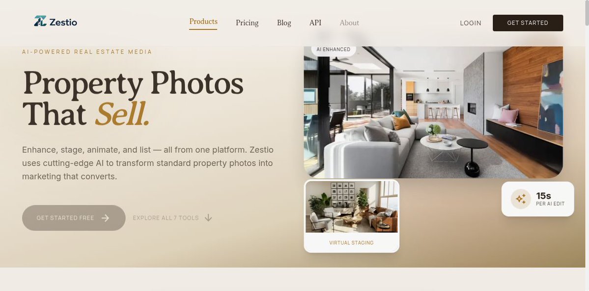 ZestioAI's tweet photo. spent this week redesigning my landing page instead of shipping features:
> warmer palette, motion hero, real interior photos
> the fix that mattered: half my 'hero' images were exteriors, not interiors
what's the last design change that moved your signups?
#buildinpublic https://t.co/TYsg1puLFm
