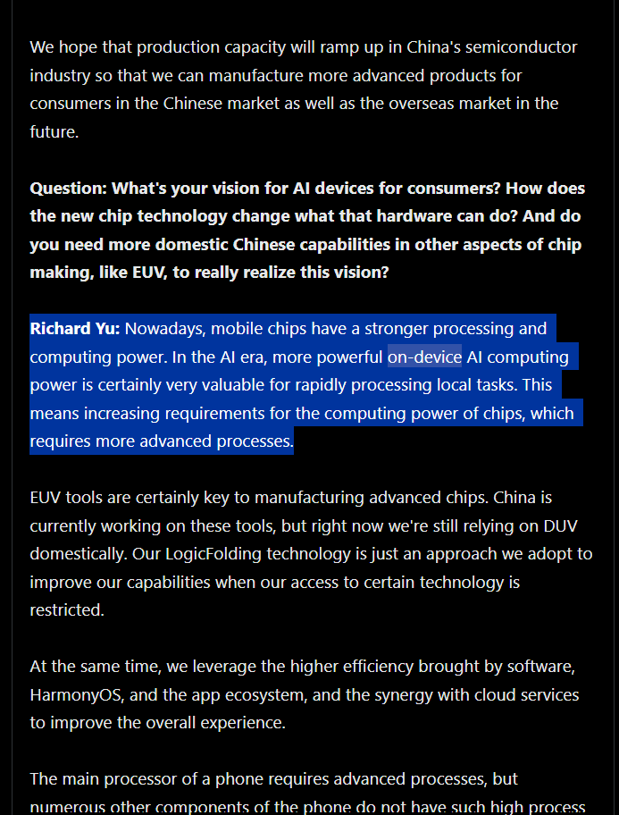 LivingInHarmony's tweet photo. Richard Yu: Nowadays, mobile chips have stronger processing and computing power. In the AI era, more powerful on-device AI computing power is certainly very valuable for rapidly processing local tasks....
#Huawei
https://t.co/LFmdhNmtwX https://t.co/wO2EkoLtgO