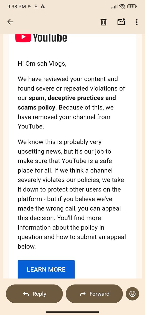omGuptayoutuber's tweet photo. Everyone support me plzzz repost🙏@TeamYouTube 🙏 Please review my channel “Om Sah Vlogs”again. It is a family-vlogging channel with my own face,videos and hbbbblife content. I believe it was terminated by mistake. Please review my channel and restore it
https://t.co/LypsXx0kxI… https://t.co/3F5kogktvu