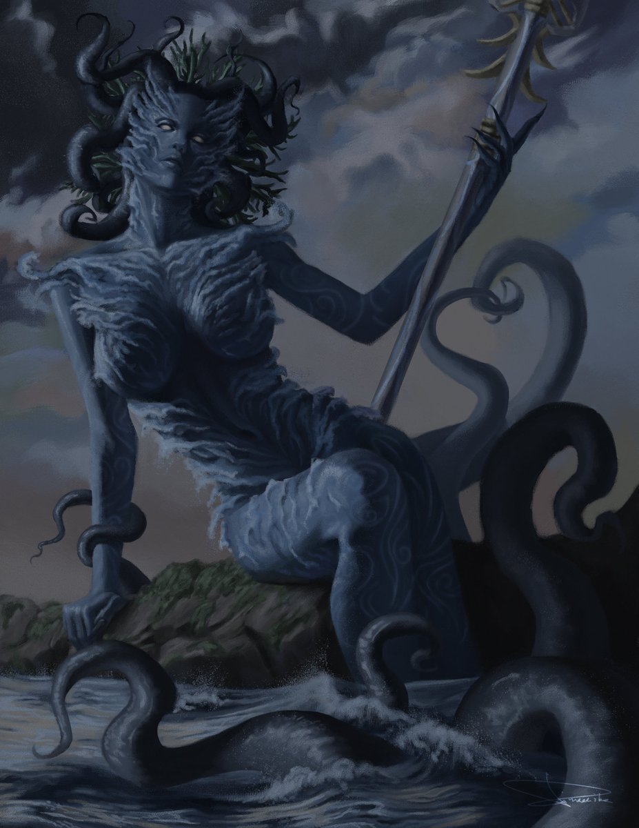 strangedime's tweet photo. The @baldursboudoir zine is publicly out! Yipee! For my piece, I painted my own interpretation of Umberlee ๐๐ฑ ๐๐ฆ
#baldursgate3 #dnd #umberlee #wavemother https://t.co/MDZq21zfyE