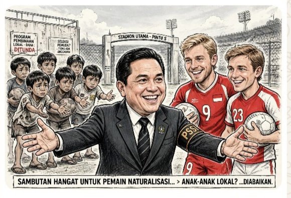 MamanPiyul's tweet photo. GARUDA RASA LEGIUN ASING

Juara sih juara, tapi ..
Lihat starting XI Garuda Rasa Legiun Asing. 280 JT penduduk, masa gak bisa cetak 11 pemain sendiri?

PSSI sibuk impor Bule, SSB desa dibiarin lapuk.
Ini juara Belanda yang dipinjam bajunya, bukan juara  Asli kita.

#TimnasDay https://t.co/pCCHA8BpMl