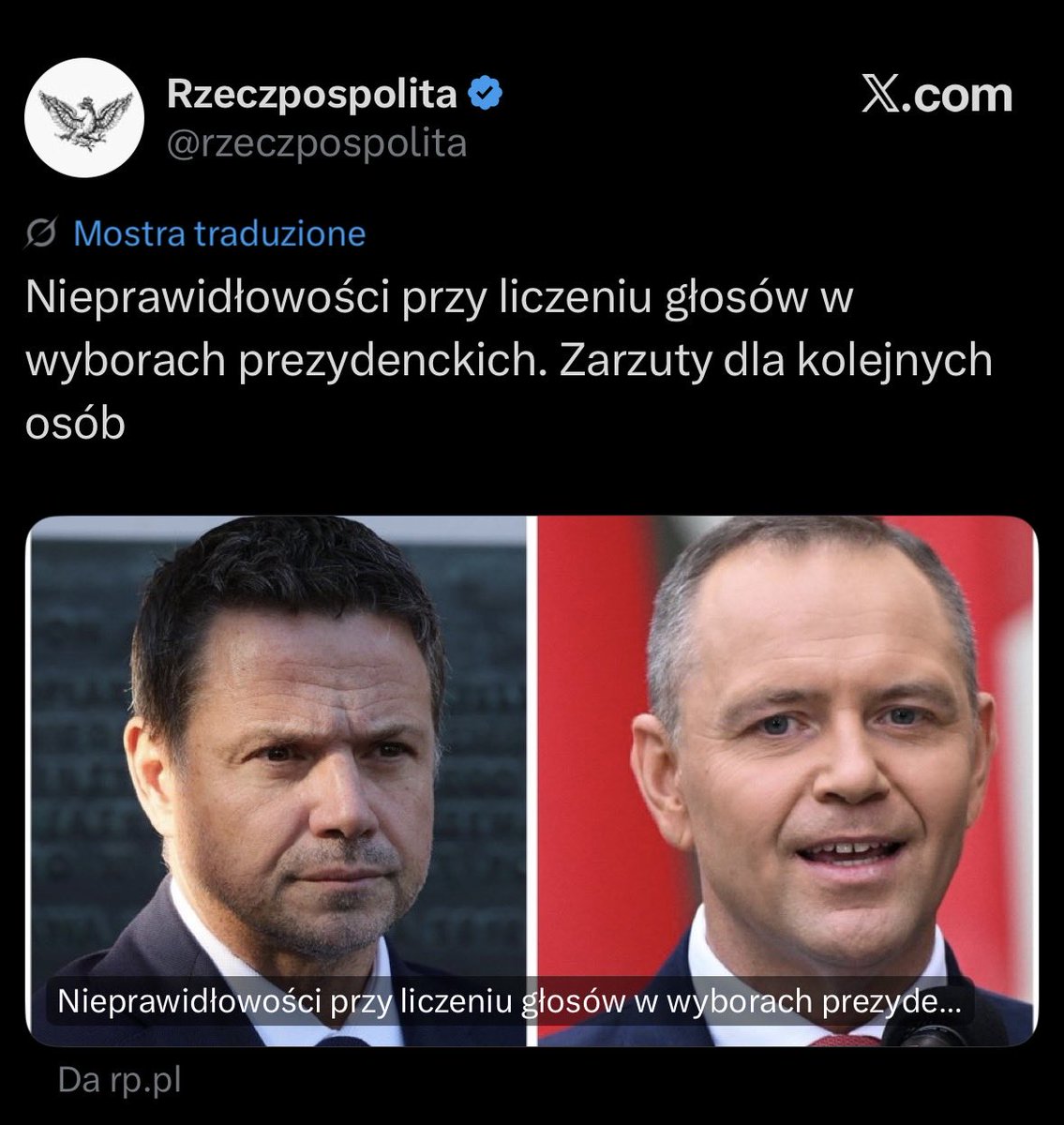 AllyMcItalia's tweet photo. Wybory prezydenckie w Polsce zostały sfałszowane. https://t.co/htTKcWrZOr