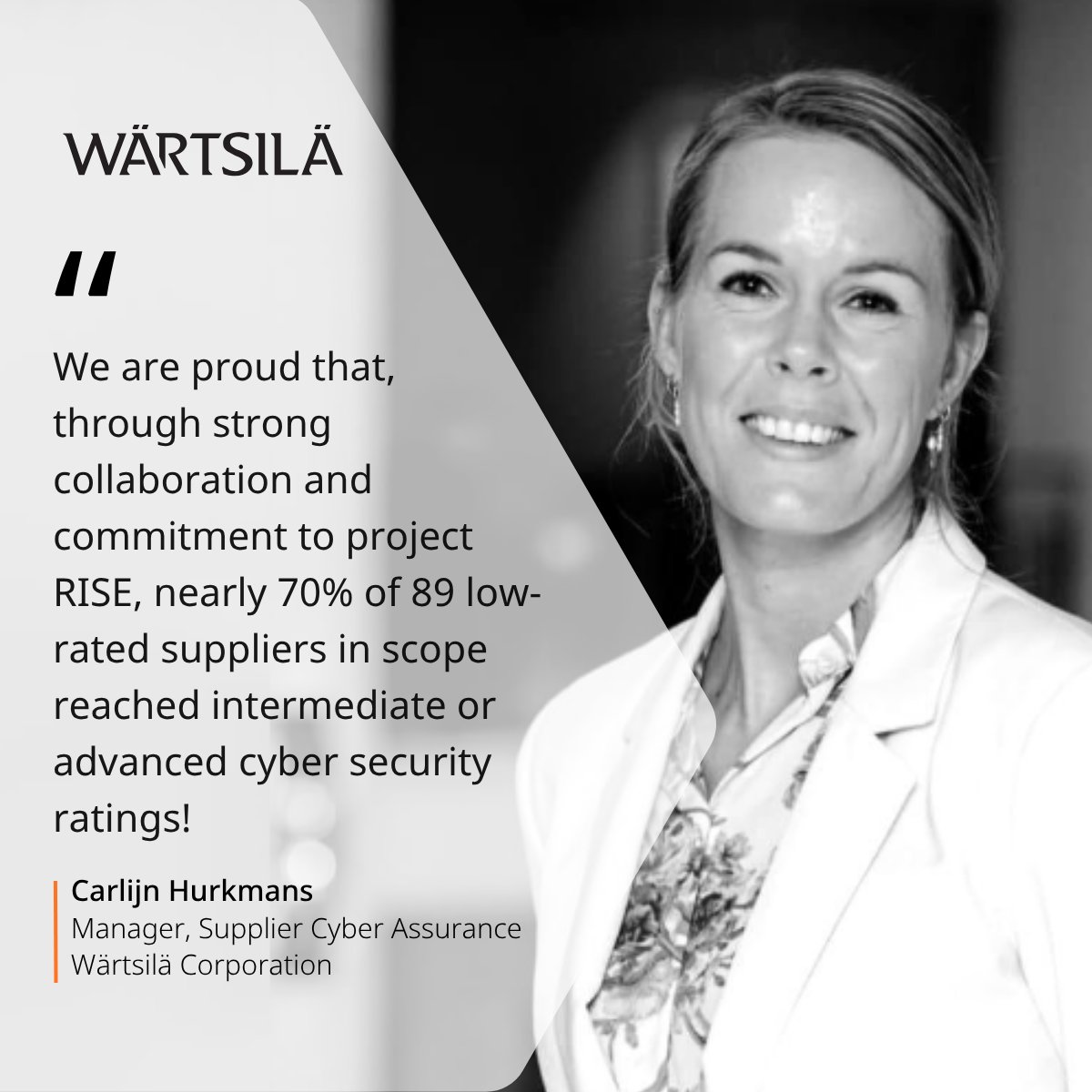 wartsilacorp's tweet photo. This October, as part of #CyberSecurityAwareness Month, we're highlighting Project RISE (Rating Improvement &amp; Supply Chain Enhancement), Wärtsilä's initiative to help critical suppliers strengthen their #CyberResilience.

Read on: https://t.co/8TKN1zCca9

#CyberAwarenessMonth https://t.co/EMLP0CmTBL