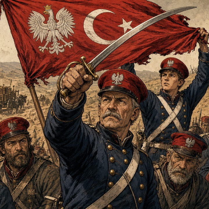 PeniakoffPL's tweet photo. Latem 1877 r. do tak zwanego czworoboku twierdz we wschodniej Bułgarii ruszył oddział, jakiego nie przewidywał żaden regulamin. Stu dziesięciu żołnierzy w tureckich mundurach, ale na głowach czerwone krakuski z orłem. Nad nimi sztandar: na czerwonym polu półksiężyc, gwiazda i biały orzeł. Tak wyglądał polski legion przy armii osmańskiej, wyjednany przez emigrację w Stambule. Turcy zgodzili się na niego niechętnie, dopiero pod naciskiem Anglików, i od razu zastrzegli, że osobnych polskich oddziałów finansować nie zamierzają: ochotnik dostaje w koszarach wikt, a broń dopiero wtedy, gdy wychodzi na linię. Dowodził mjr Józef Jagmin, weteran powstań narodowych. 23 sierpnia, w pierwszej bitwie, legion poniósł ciężkie straty. Zginął młody pisarz i dziennikarz Benedykt Rahoza, a sam Jagmin po kilku dniach zmarł z ran w Szumli. Pod koniec roku władze osmańskie legion rozwiązały.

Po drugiej stronie frontu Polaków było nieporównanie więcej. Szacunki dla carskiej armii dunajskiej wahają się od 20 do 50 tysięcy żołnierzy, a drugą osobą po wielkim księciu Mikołaju był jej szef sztabu, gen. Artur Niepokojczycki: rodzina z kresów dawnej Rzeczypospolitej, kariera od petersburskiego korpusu paziów całkowicie romanowowska. Tureckie twierdze znał nie od dziś. Już w 1853 r. płynął z księciem Mienszykowem parowcem „Gromonosiec” do Stambułu, z poleceniem, by przyjrzeć się tureckim fortyfikacjom, wojskom i terenom możliwych walk. Wojna krymska, która wybuchła niedługo potem, pokazała Polaków po tureckiej stronie w pełnej krasie. Pod Silistrią w 1854 r. wartę pełnili i konwoje z amunicją oraz prowiantem eskortowali „znakomicie prezentujący się” kozacy Sadyka-paszy, czyli Michała Czajkowskiego, powstańca listopadowego, który przyjął islam i zbudował dla sułtana kozacką formację.

Ćwierć wieku później ten sam pomysł obrócił się przeciwko swojemu autorowi. Przed wojną 1877 r. Czajkowski porzucił Turcję, wyparł się swego dzieła i poddał się Rosji. Osierocone pułki dostały turecki strój i turecką komendę, a resztka trafiła do armii Osmana-paszy w Plewnie i dzieliła jej los do końca. Gdy 10 grudnia 1877 r. Osman poszedł na ostatni, desperacki wypad za rzekę Wit, „grad kul” w rosyjskich okopach zapamiętał płk Czajkowski, szef sztabu jednego z rosyjskich zgrupowań. To tylko zbieżność nazwisk, nie ta sama osoba, ale trudno o bardziej przewrotny podpis pod tą historią. Tego samego dnia ranny Osman skapitulował. Z kozaków Sadyka-paszy przeżyło zaledwie kilkunastu.

Kilka lat po wojnie Jan Grzegorzewski chodził po szypczeńskim pobojowisku i czytał nazwiska poległych oficerów wyryte na pomniku. Doliczył się wśród nich wielu Polaków i przesadził z proporcjami, twierdząc, że Polacy stanowili niemal połowę rosyjskiej armii. Jedno zdanie miał jednak celne: Polacy „złożyli więcej swych kości na ziemi bułgarskiej niż przed laty pod Warną”.

Źródła:
- Bogusław Brodecki, Szypka i Plewna 1877, Wydawnictwo MON, Warszawa 1986
- Michał Klimecki, Krym 1854–1855, Bellona, Warszawa 2006