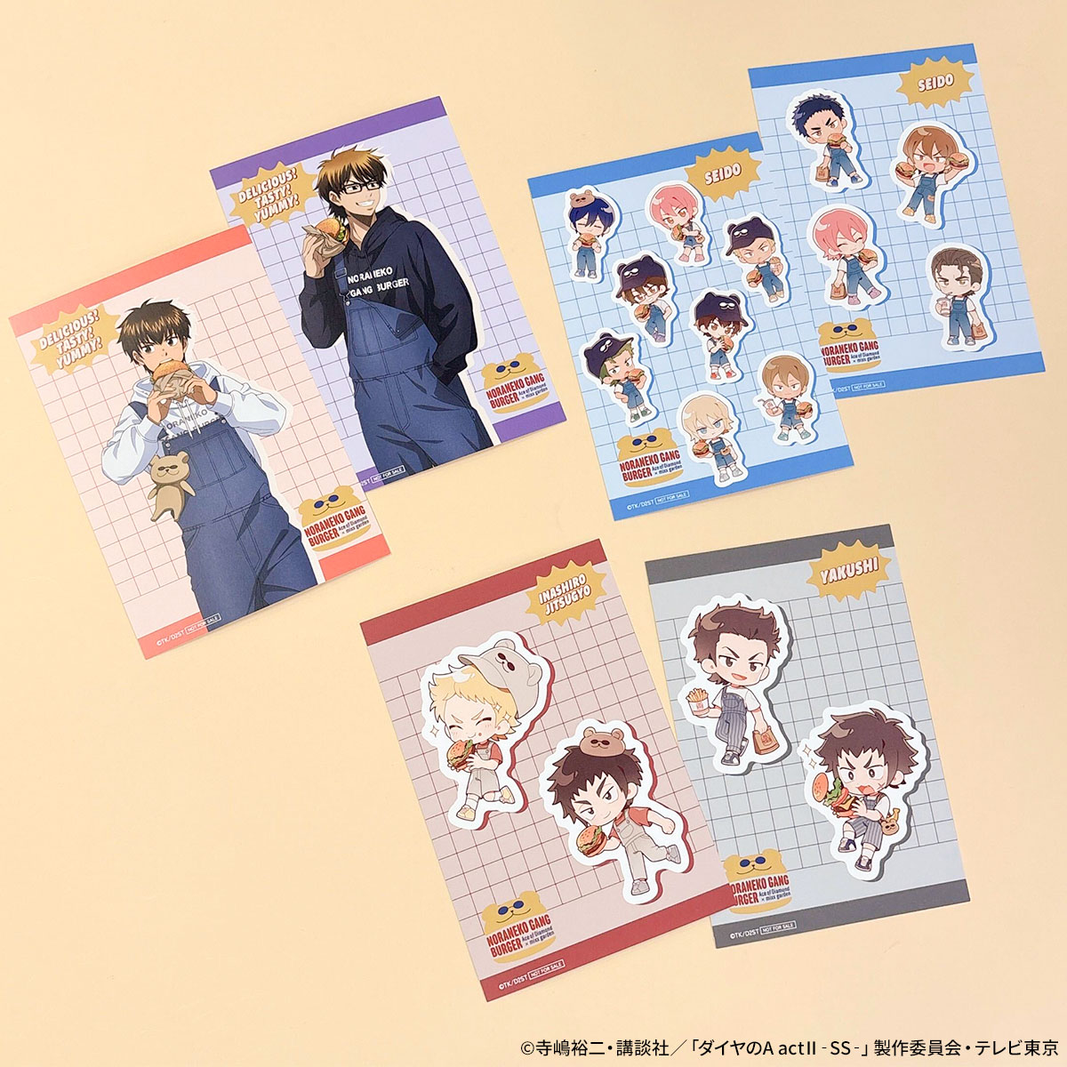 mixxgarden's tweet photo. TVアニメ『ダイヤのA actⅡ -Second Season-』×mixx garden
 🍔𝙽𝙾𝚁𝙰𝙽𝙴𝙺𝙾 𝙶𝙰𝙽𝙶 𝙱𝚄𝚁𝙶𝙴𝚁🍔

⚾お買い上げノベルティ紹介⚾

【イラストカード】

お買い上げ3,000円(税込)ごとに、
ランダムイラストカードを1枚プレゼント🎁

🔻コラボ詳細
https://t.co/ph8KBSnUYS　

＃ダイヤのA https://t.co/E4zVSX16cm