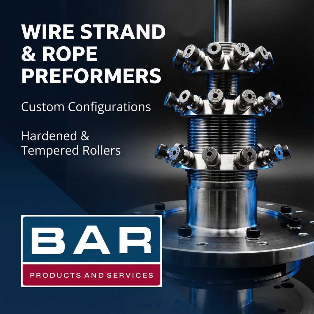 BarProds's tweet photo. Wire Strand &amp; Rope Preformers
Engineered in a variety of configurations to meet your specific requirements:

Single or multiple strand adjustments
Suitable for a range of wire diameters
Compatible with various wire configurations
 https://t.co/m3CLuiM63L https://t.co/3uvT0emgp6