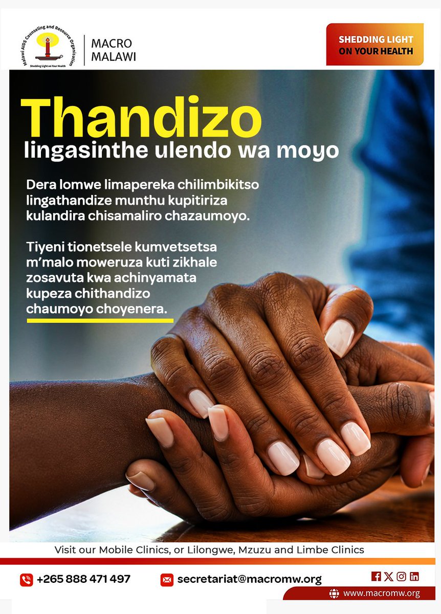 MACROMalawi's tweet photo. Nthawi zina, chomwe chimathandiza munthu kupitiriza kupeza chisamaliro ndi kungodziwa kuti sakuyenera kukumana ndi zonsezi yekha. 

Tiyeni tipange madera omwe anthu amamva kuti ndi otetezeka kufunafuna thandizo, kufunsa mafunso komanso kupitiriza ndi moyo wawo. ❤️

#EndStigma # https://t.co/vN1g2mvf6H