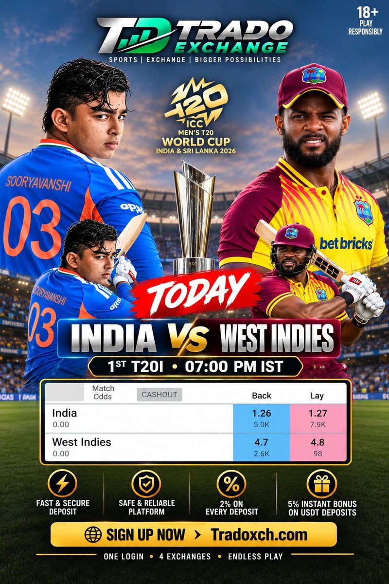 Kmcrickettrader's tweet photo. ⚡ LOCK IN YOUR PREDICTION!

🇮🇳 INDIA vs WEST INDIES 🇼🇮

🎯 PREDICT THE SIXES!
How many TOTAL SIXES will be hit? 💥
🎯 Exact number wins!

💰 ₹2,000 PRIZE POOL
🏆 4 Winners × ₹500

❤️ Follow @kmcrickettrader &amp; @TRADOEXCH
🔁 Repost

💳 Winnings → TradoXch Wallet

#indvwi https://t.co/bB4jXtwIlt