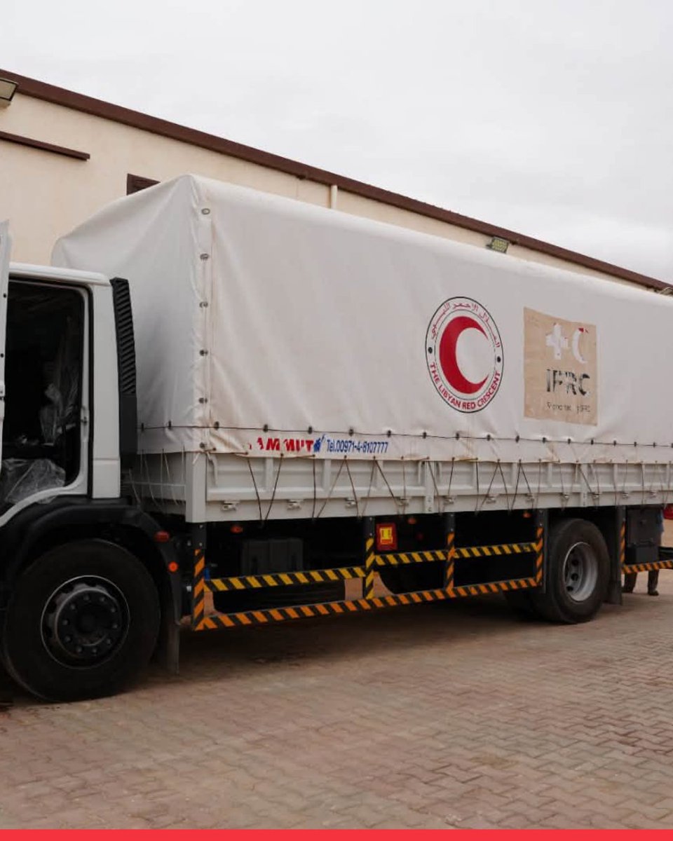 IFRC_MENA's tweet photo. An air bridge from Benghazi is bringing essential supplies to Ghat to support families affected by the floods and heavy rains.

The new supplies will replenish the stocks of the @LibyaRC Ghat Branch and help teams continue delivering assistance to affected communities and responding to their humanitarian needs.