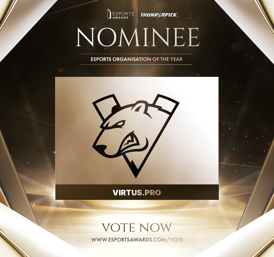 virtuspro's tweet photo. WE'RE NOMINATED FOR ESPORTS ORGANISATION OF THE YEAR 🏆

Proud to be among the Esports Awards finalists!

Cast your vote for VP here:
https://t.co/Zo22TLVszd https://t.co/r2ZJx1XYt3