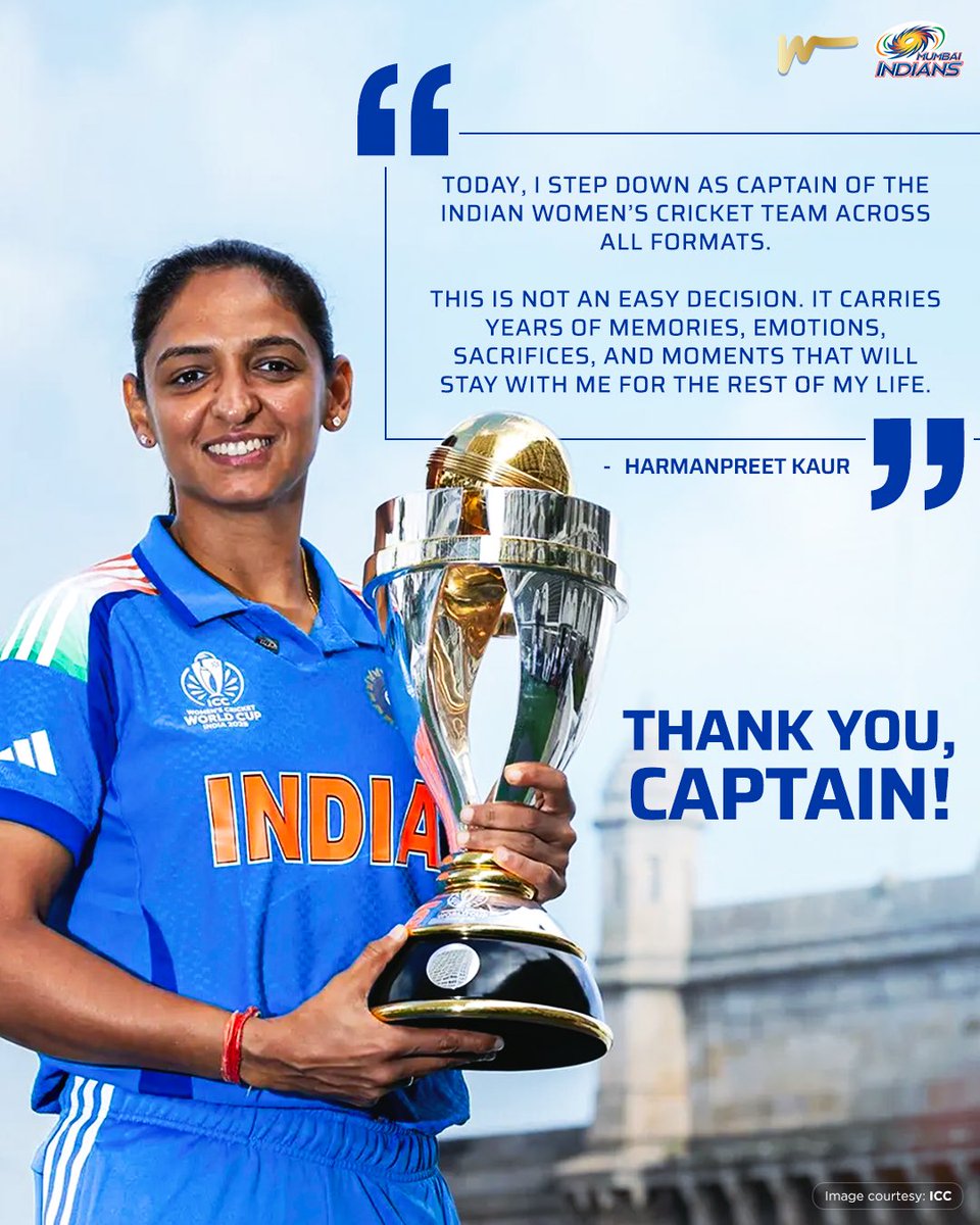 mipaltan's tweet photo. Led from the front. Fought with heart. Inspired a generation. 💙

Thank you for the legacy, Kaptaan Kaur 🫡🇮🇳 https://t.co/pvnU1e3fSp