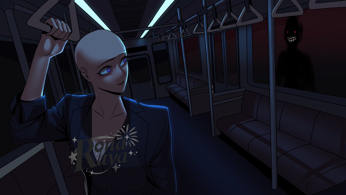 RonaRayaStudio's tweet photo. Our Halloween passenger is getting a little more unsettling 👀

Base colors are in!
Would you still stay on this train?

#VgenComms #YCHHalloween #ArtistOnX https://t.co/4hRMV5vTN4