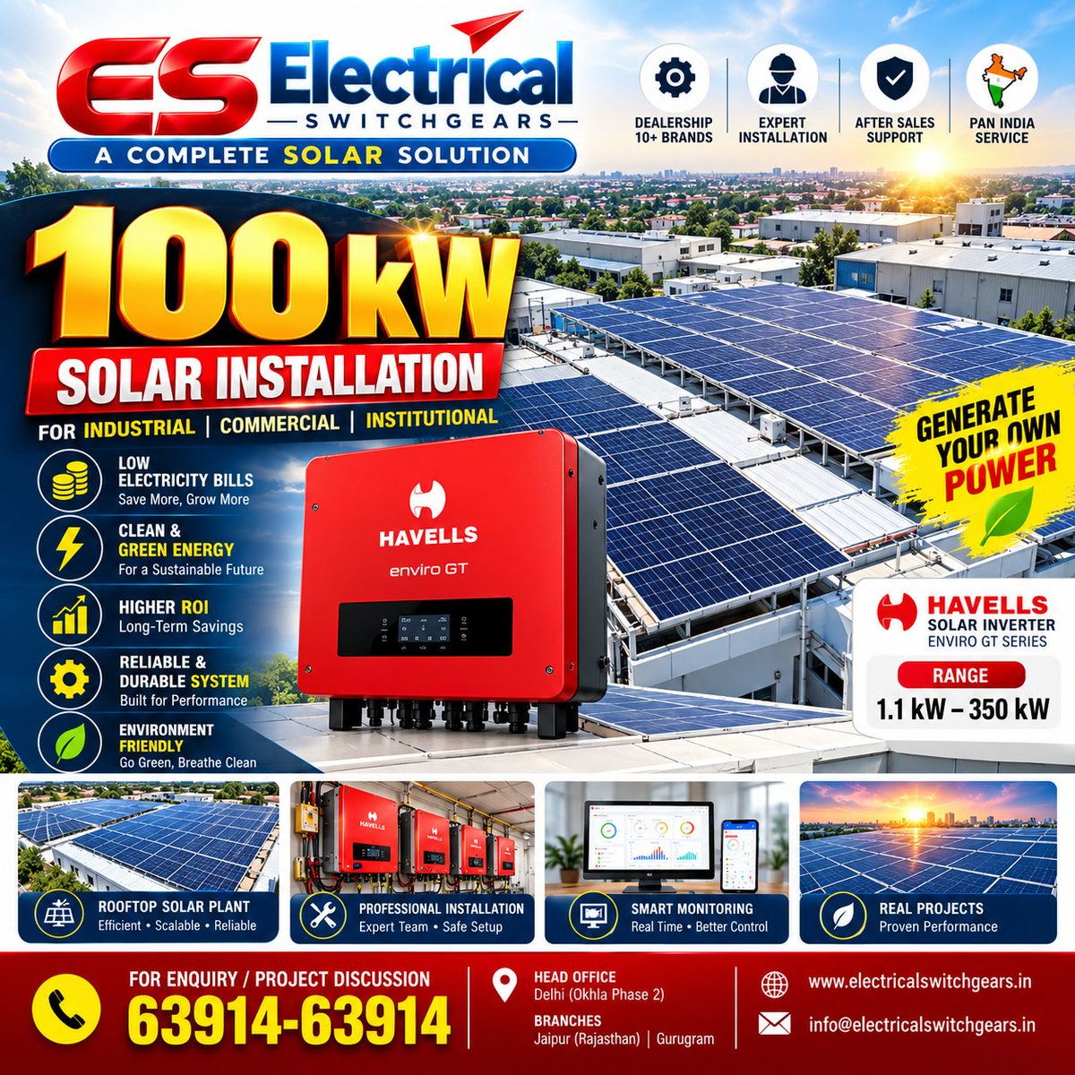 eselectrical416's tweet photo. 100 kW Solar Installation Offer 📷📷 | Complete Solar Solution for Your Business
सिर्फ Solar मत लगवाइए — ऐसा Solar Solution चुनिए जिसमें installation के बाद भी proper support मिले।
📷 CALL / WHATSAPP
+91 63914-63914 https://t.co/AbyDxwEyZ5