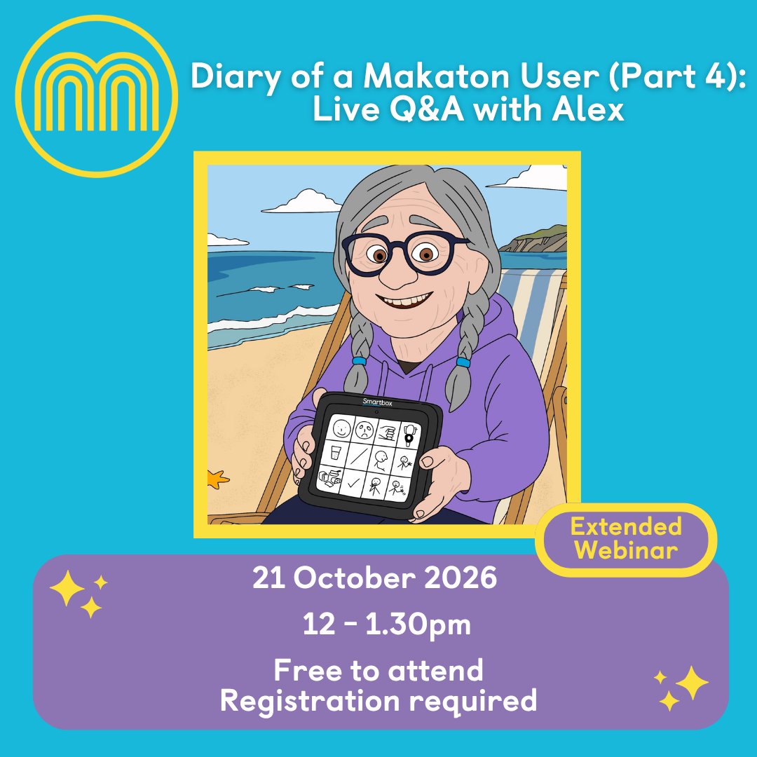 MakatonCharity's tweet photo. Two weeks to go - Join Alex for 'Diary of a Makaton User' (Part 4) as she talks honestly about growing older, future planning and how Makaton continues to support her every day.
Full info/register: https://t.co/zcg1Fv2rJj
#WeTalkMakaton https://t.co/mjfnKzhEHw
