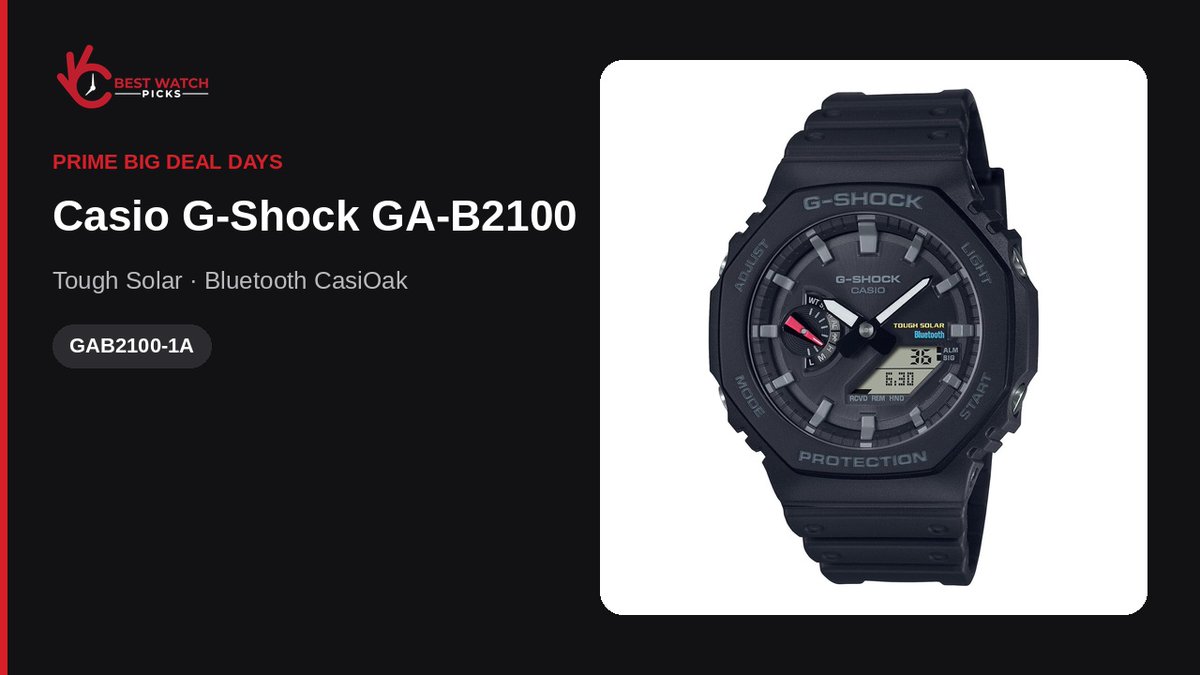 bestwatchpicks's tweet photo. Casio G-Shock GAB2100-1A — Tough Solar CasiOak with Bluetooth in black resin.

For everyday wear when you want a tough octagon case and phone-synced timekeeping.

https://t.co/FXTBYN7MPx
#GShock #CasiOak https://t.co/wRRBF8APNf