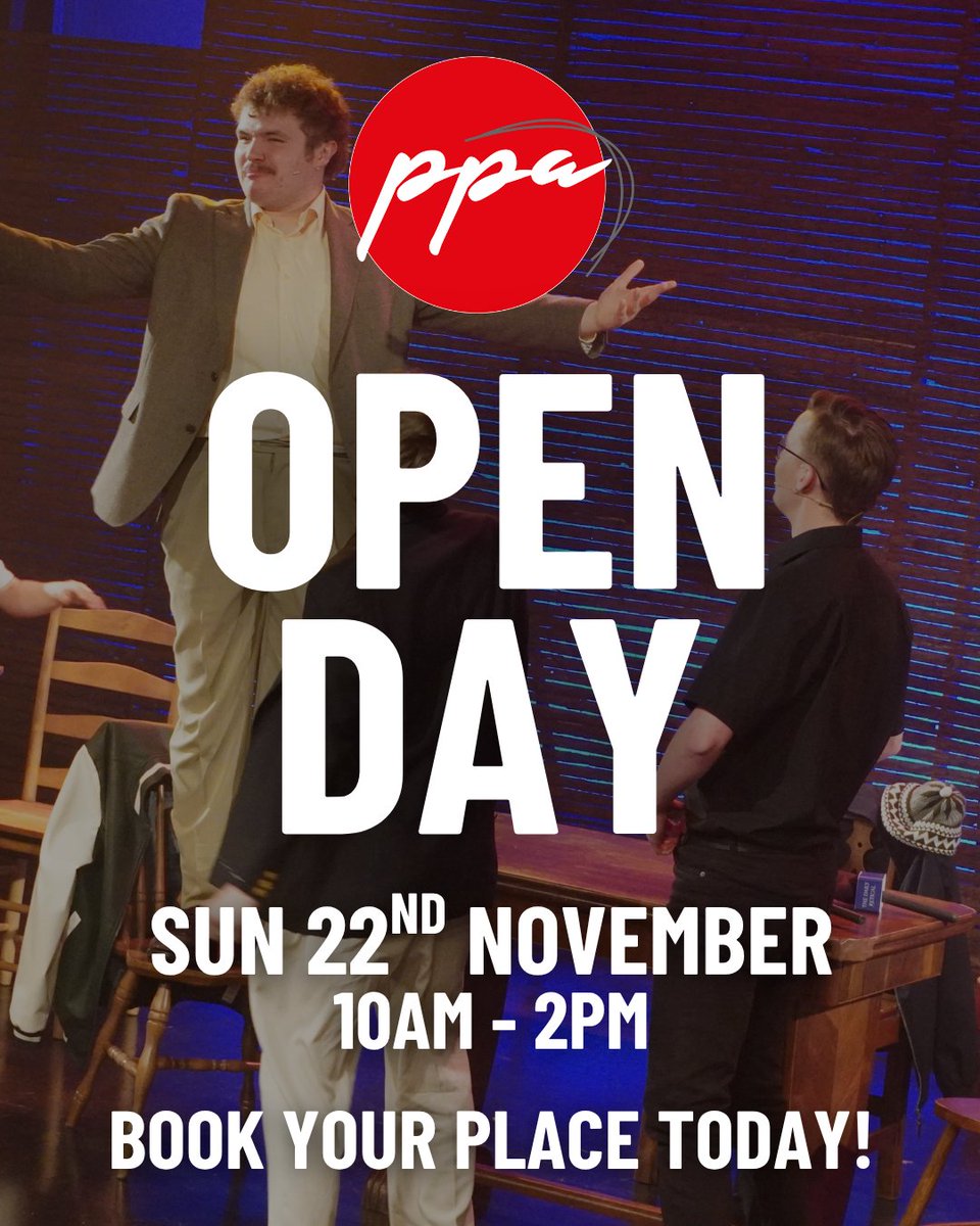 PPAcademyUK's tweet photo. Our next PPA OPEN DAY will be on SUN 22ND NOV - 10AM TILL 2PM ๐
Reserve your place by visiting the link in our bio ๐
#OPENDAY #DramaSchool #PPAPlacetobe #MusicalTheatre #Acting #SingingandActing https://t.co/HasShuMH85