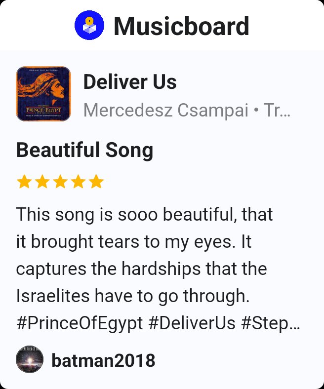 NemesisT104's tweet photo. #MusicBoard #PrinceOfEgypt #DeliverUs https://t.co/ubJa2WTkKp