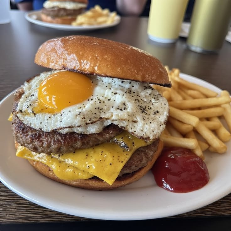 SweetNecto67900's tweet photo. Would you try a burger with a fried egg on top? https://t.co/GsEtNutfZr