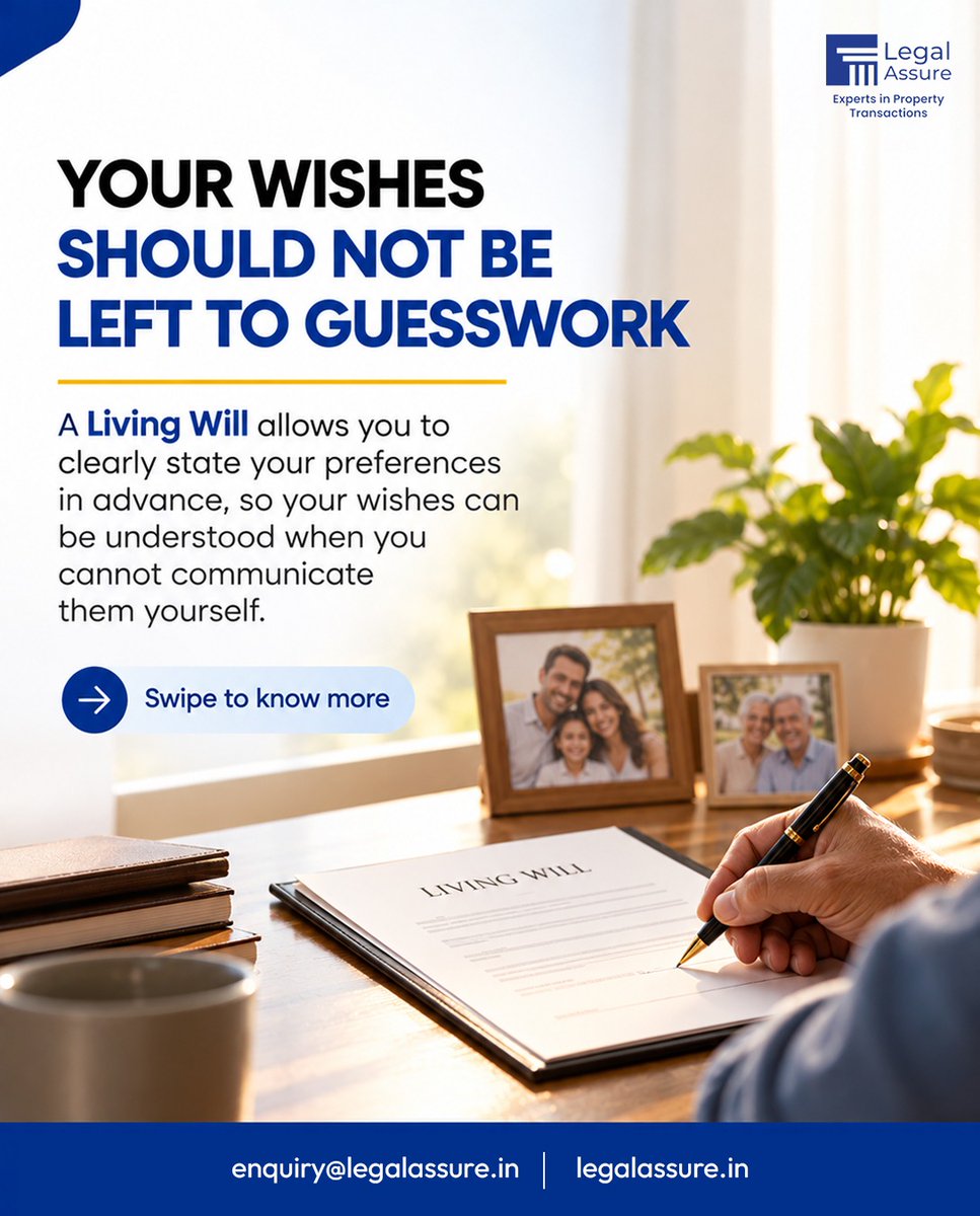 LegalAssure's tweet photo. A Living Will records your medical treatment preferences if you cannot communicate them yourself. It can provide clarity for you and your family during difficult circumstances.
.
.
.
.
.
.
#LegalAssure #LivingWill #LegalAwareness #LegalDocumentation #HealthcarePlanning https://t.co/SvPY2zVJgR
