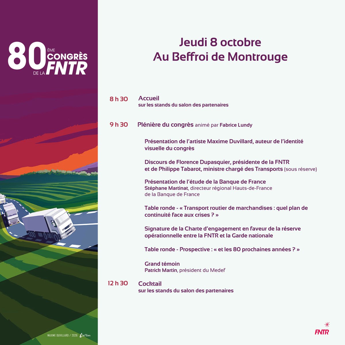 FNTR's tweet photo. 📢 J-2 avant le 80ème #congrèsFNTR - Découvrez nos intervenants de la table ronde prospective « Et les 80 prochaines années ? »

Rendez-vous le :
📅 8 octobre 2026
📍 Beffroi de Montrouge (92)
🔗 Informations et inscription (gratuite) : https://t.co/iO6dlWkImm https://t.co/UnfIdUgTAH
