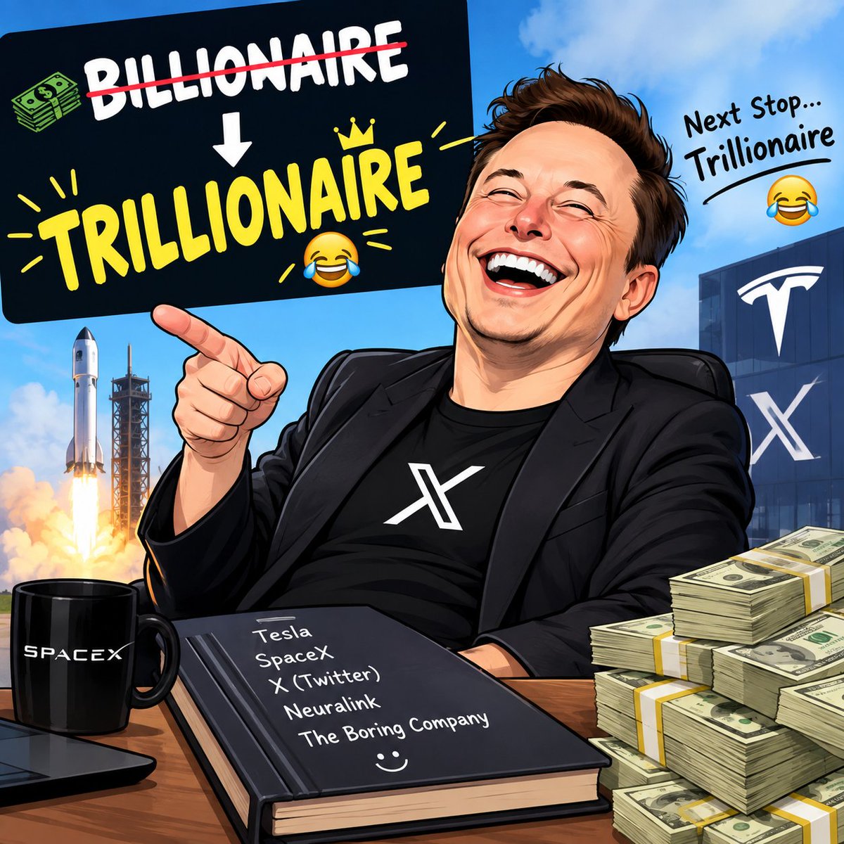 waleed_ch5's tweet photo. From Billionaire to Trillionaire… 😂💰
Elon Musk is not stopping anytime soon! While we’re still trying to become millionaires, bro is already planning the next level. Billionaire ➡️ Trillionaire 
What’s next, Quadrillionaire? 😂
#ElonMusk #Trillionaire #Billionaire #Tesla #X https://t.co/x2OOUZ8p6p