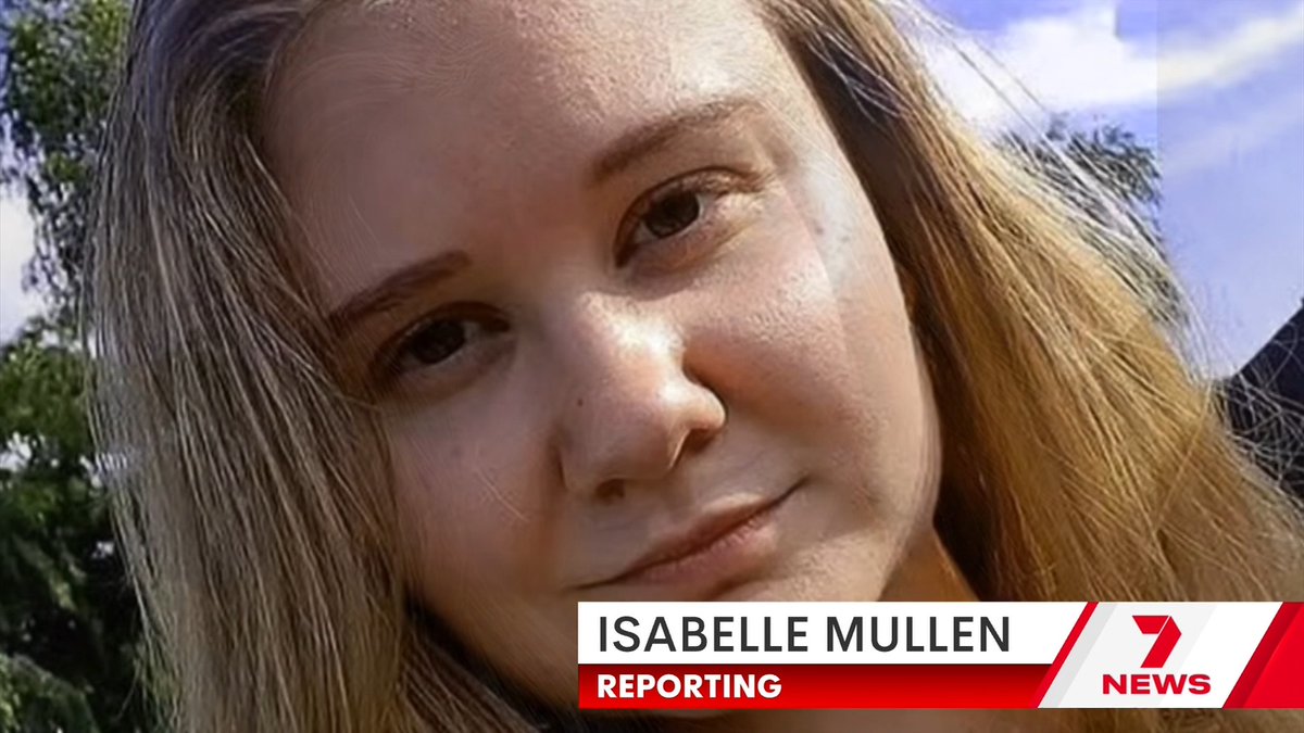 A close-up photo of a young woman with long blonde hair, appearing in a 7 News broadcast with a lower-third graphic identifying the reporter as 'ISABELLE MULLEN'.
