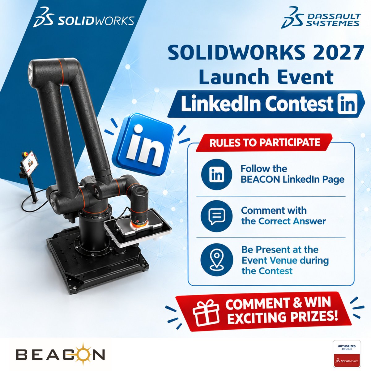 BEACONIndia_3D's tweet photo. Think you know SOLIDWORKS 2027? The LinkedIn Contest is LIVE! Answer todayβs question, be the first correct responder & win exciting prizes. Follow BEACON + be at the event! π
@SOLIDWORKS @Dassault3DS
#SOLIDWORKS2027 #SWID2026 #BEACONIndia #Contest https://t.co/DAdK79PkBn