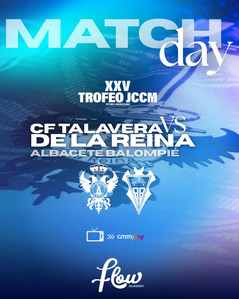 CFTalavera's tweet photo. 🤍¡𝑫𝑰́𝑨 𝑫𝑬 𝑷𝑨𝑹𝑻𝑰𝑫𝑶! 💙

🆚 @AlbaceteBPSAD 
🕢 19:30 h
🏟️Estadio La Fuensanta 

Con el apoyo de FlowAcademy

#Talaveraalbacete #ForzaTala  🤍💙 https://t.co/0Mdkdce53S