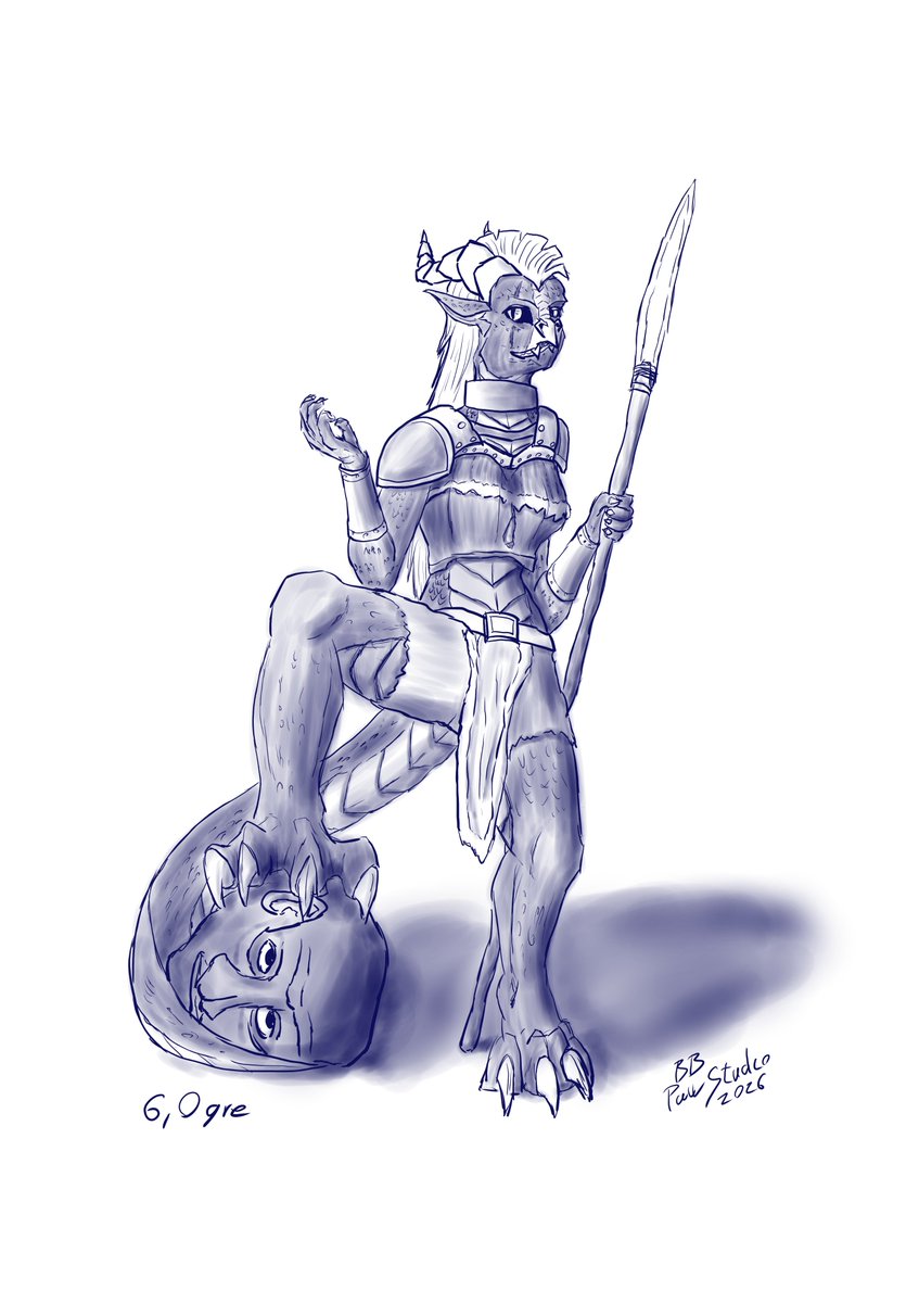 PawStudioNet's tweet photo. #inktober #inktober2026 @inktober #ogre

“Sooo, this was an Ogre… interesting… but not challenging… Who will be the next one?”
When a little lizard-like creature from an unknown tribe challenge bigger more humanoid creatures.

#inktober2026day6ogre #warhammer40k https://t.co/95ogZ8hE2C