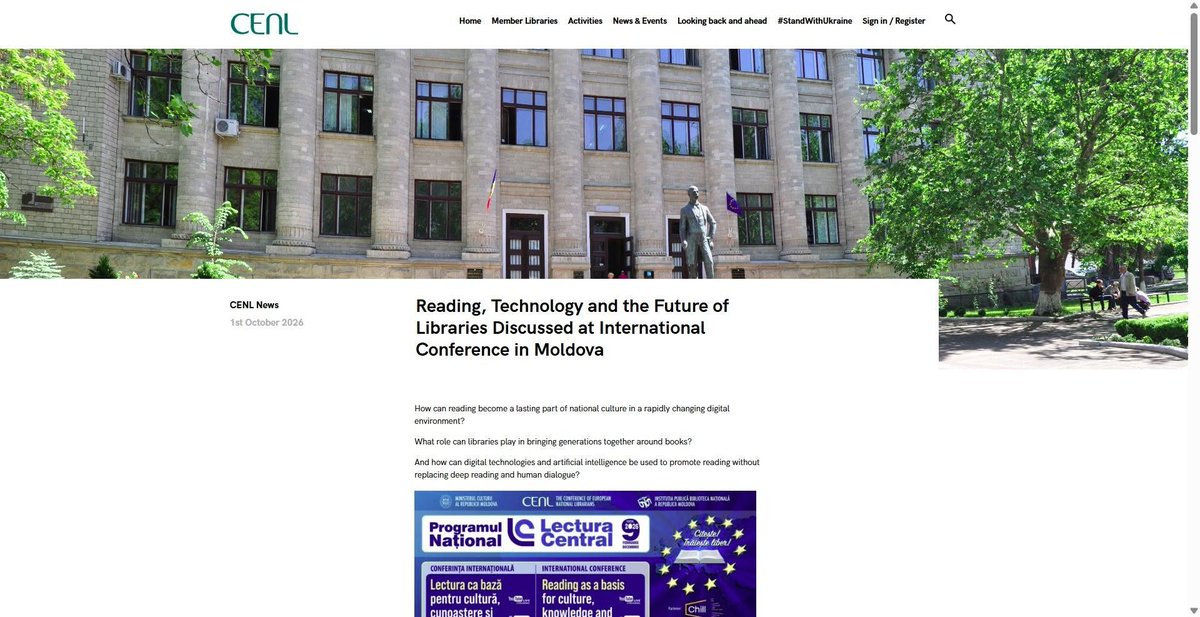BiblioNationala's tweet photo. @YouTube 📖#Reading, Technology and the Future of Libraries Discussed at International Conference in Moldova
📰Vă invităm să citiți articolul @CENL_EUROPE și să descoperiți principalele idei și momente ale conferinței #BNRM
🔗https://t.co/bCP28jrLFu
#ParteneriateBNRM #LecturaCentral https://t.co/ZH7VxVQbCR