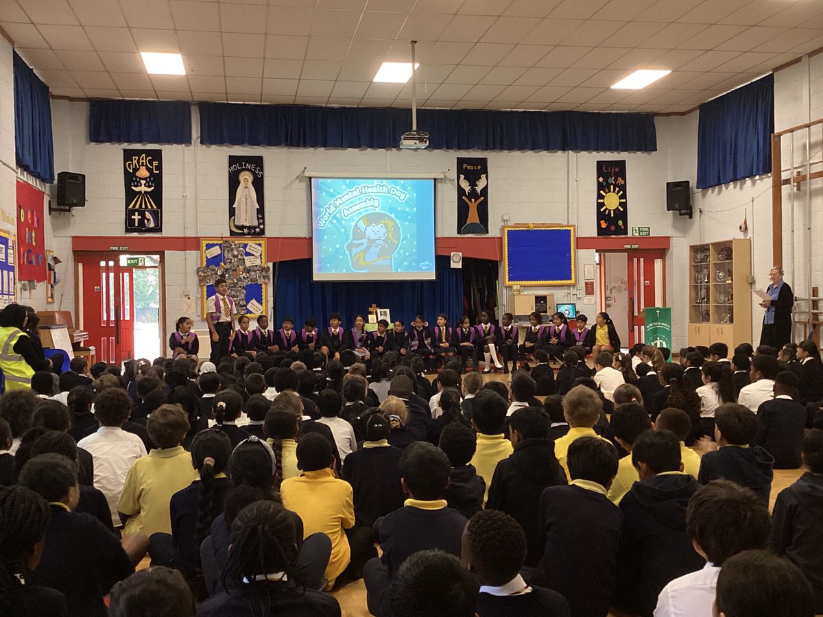 SSPP_Primary's tweet photo. Today it is the chance of our Well-Being Champions to take the lead in our Gospel Assembly. The focus is on #WorldMentalHealthDay. #SSPP https://t.co/v1i9soKEIN