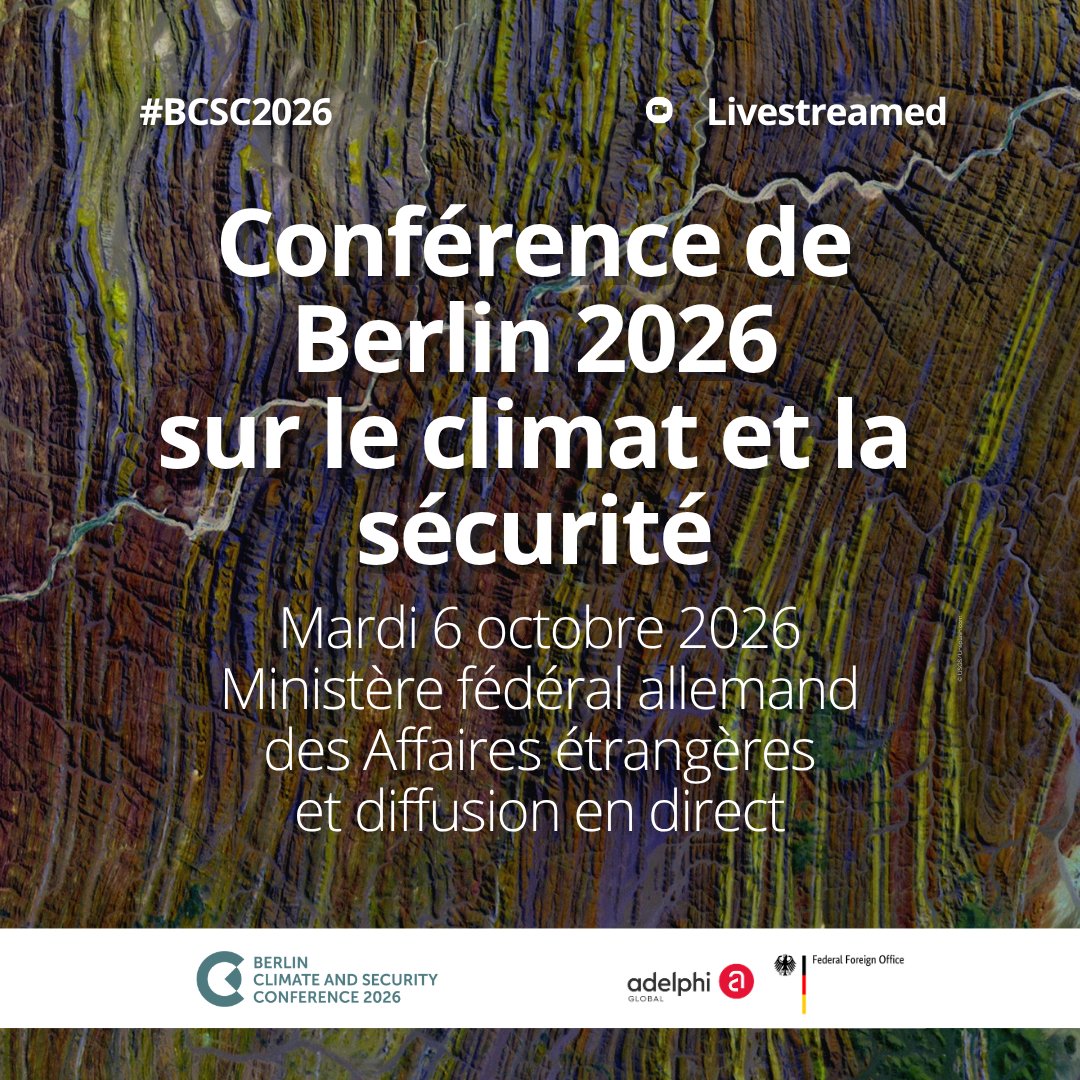 halloafrique's tweet photo. 🌍 Climat &amp; sécurité: les enjeux de demain se discutent aujourd’hui!
Suivez en direct la Berlin Climate and Security Conference 2026 #BCSC2026 @AuswaertigesAmt​ consacrée aux liens entre changement climatique, paix et sécurité.
📺👉🏾 https://t.co/NixxdD3Snt #CoopérationAllemande https://t.co/ICpo4T0ts7