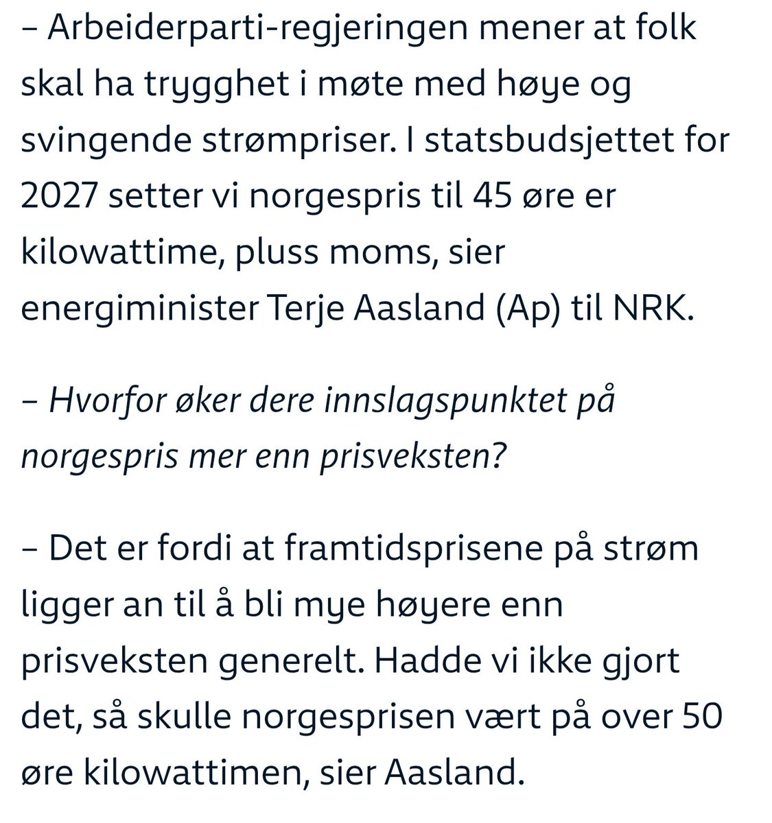 Goitericus's tweet photo. Det er jo nesten så man skulle tro Norgespris egentlig bare er å pisse i buksa for å holde varmen i et strømmarked totalt ødelagt av nettopp Arbeiderpartiet og resten av Stortinget. https://t.co/Nq9jealN2h