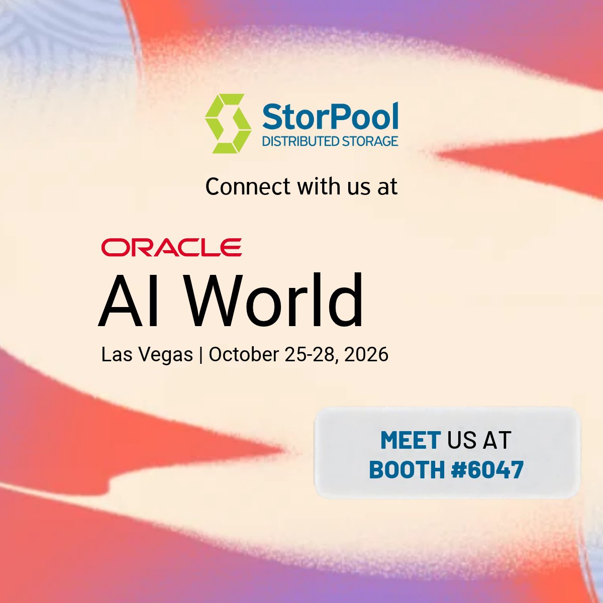 storpool's tweet photo. We're heading to Oracle AI World 2026. 🎉

📅 October 25–28 | The Venetian, Las Vegas

StorPool will be sponsoring at Booth #6047 — come find us if you're attending. We'll be talking hardware efficiency, high-performance storage for Oracle workloads, and what the joint StorPool + Oracle Virtualization stack looks like in practice.

See you in Vegas.

👉 https://t.co/lbMIDJOVFz

#OracleAIWorld #StorPool #OracleVirtualization #SovereignAI #CloudInfrastructure #DataStorage #LasVegas