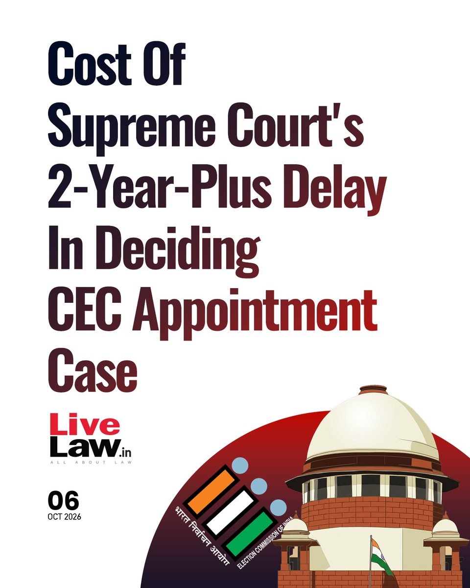 LiveLawIndia's tweet photo. The petitions challenging the CEC Act have remained pending since January 2024. Gyanesh Kumar was the first CEC to be appointed as per this law.
Read more: https://t.co/UmGj1osR4z
#SupremeCourt #ECI #ElectionCommissioners #ElectionCommission https://t.co/4tQYXFfFoT