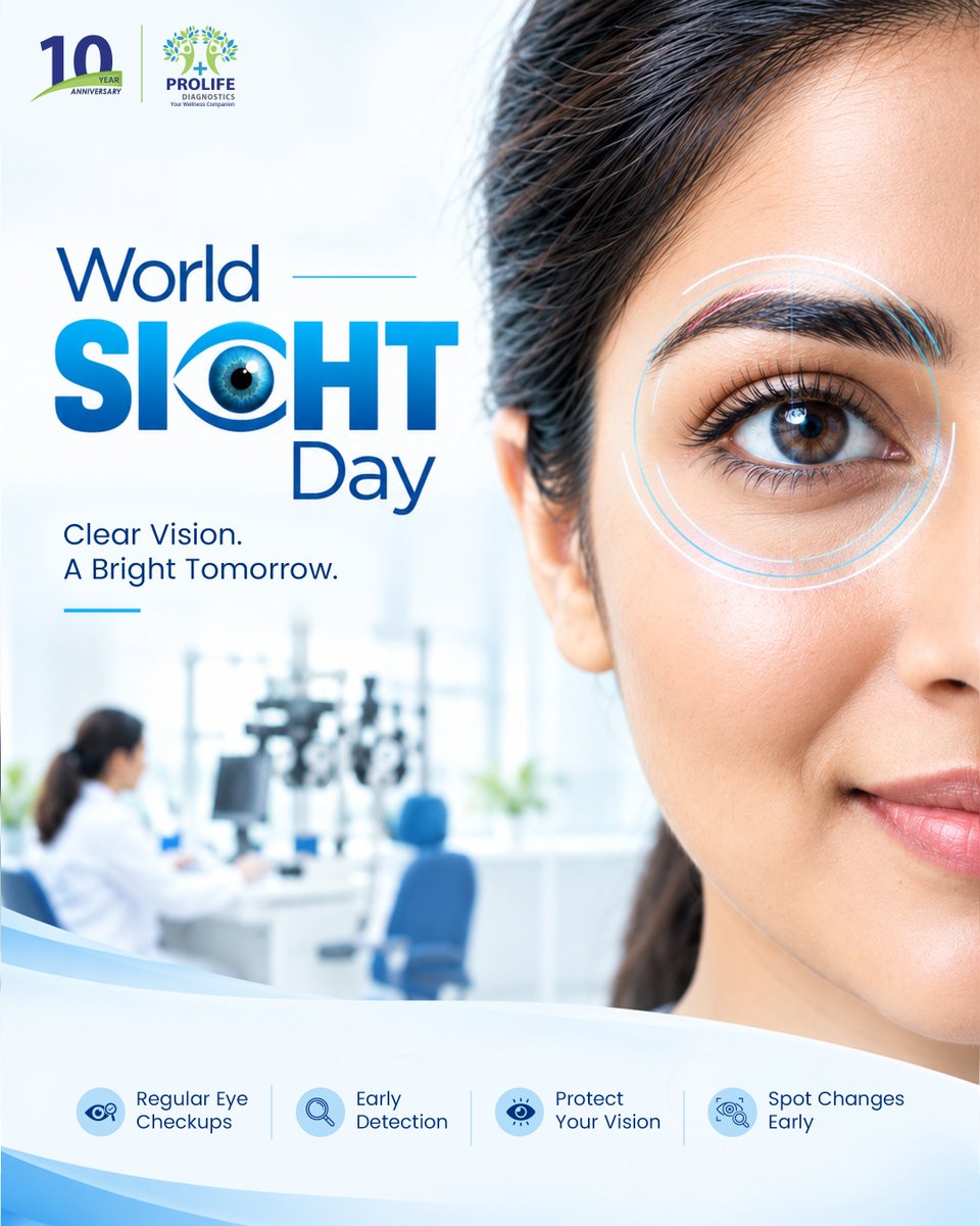 ProlifeBBSR's tweet photo. Your vision can change gradually, which is why regular eye checkups matter.

This #WorldSightDay, take a moment to prioritize your eye health and pay attention to any changes in your eyesight.

#EyeHealth #ProlifeDiagnostics #YourWellnessCompanion #ClearVision #HealthAwareness https://t.co/q6cFPCiSdJ