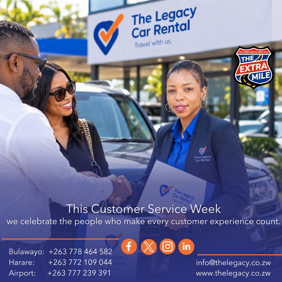 legacy_rental's tweet photo. THANK YOU! You inspire us to keep refining our fleet, elevating our standards, and going the extra mile.

How has your experience with The Legacy team been? Drop a message or shout-out to your favorite staff member in the comments below!

#CustomerServiceWeek #ClientFirst #TravelWithUs #thankyouforyoursupport #carrentalservice #Harare #Bulawayo