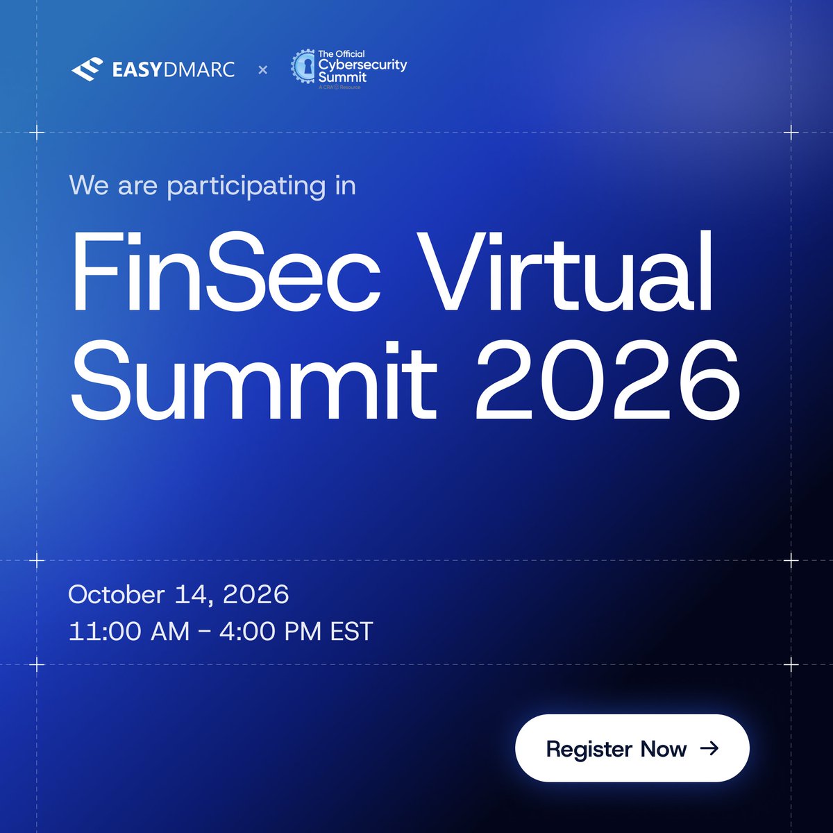 easydmarc's tweet photo. 🔒🏦 We're joining the FinSec Virtual Summit 2026 by The @CyberSummitUSA on Wednesday, October 14, 2026 (11:00 AM-4:00 PM ET), a full-day eSummit where financial security executives and regulators discuss how to balance digital acceleration with operational resilience.

🎤Our Head of Customer Success & Solutions, Hovsep Najarian, will deliver a session on "Rethinking Email Security: A New Approach to Modern Email Infrastructure"
🗓️ 2:15-2:25 PM ET

For banks, fintechs, and insurers, email carries customer communication, security alerts, and critical transactions. His session looks at how to approach it as the business-critical infrastructure it has become.

🔗 Register here: https://t.co/SbZy5H87K6 

#EasyDMARC #EmailTrust #EmailSecurity #EmailInfrastructure