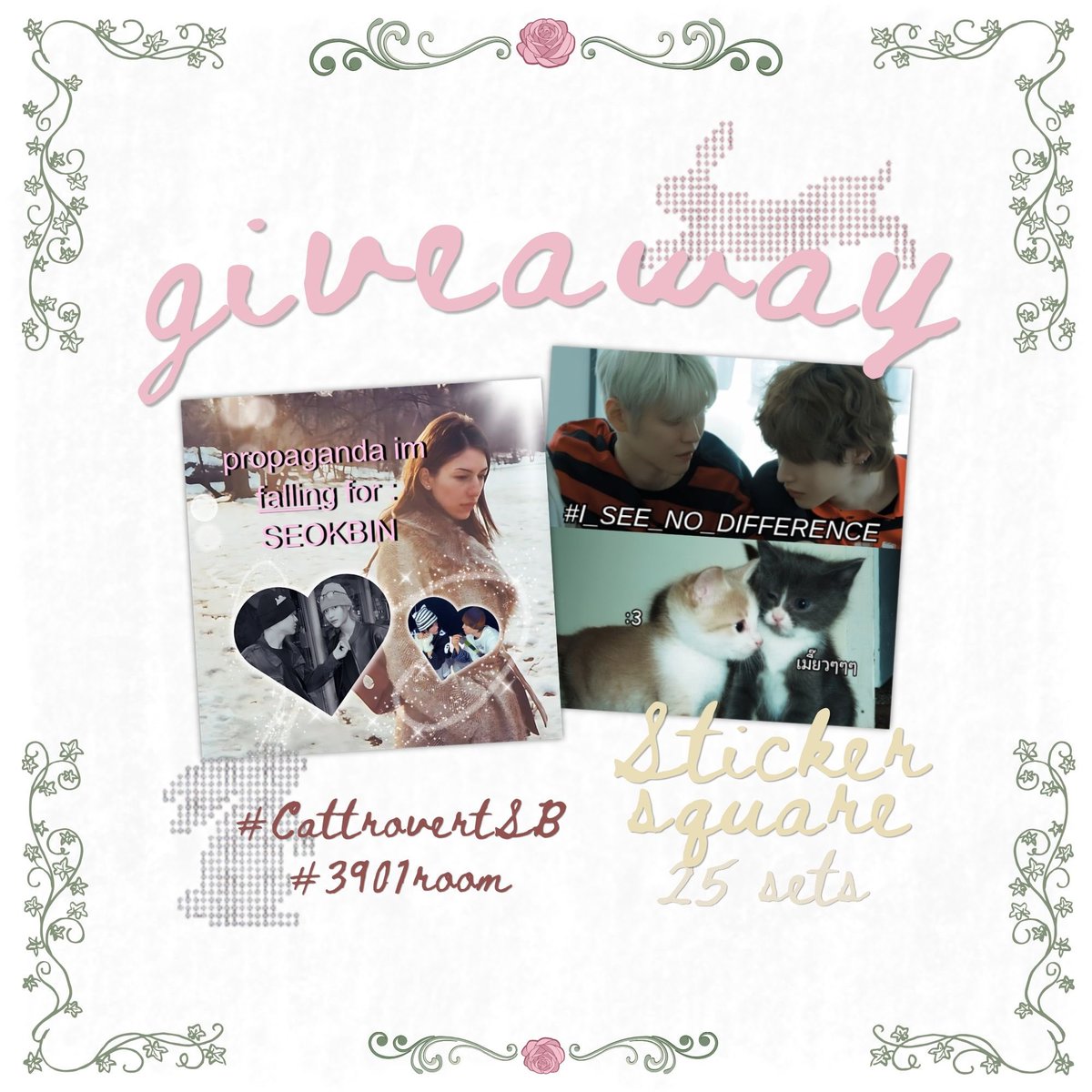 peacesb0o's tweet photo. pls kindly rt🤞🏻:꣓

giveaway for 𝐶𝑎𝑡𝑡𝑟𝑜𝑣𝑒𝑟𝑡𝑆𝐵 🐈🐈‍⬛
｡𑄝 ꠹⋆˚ 𝑠𝑡𝑖𝑐𝑘𝑒𝑟 𝑠𝑞𝑢𝑟𝑒 𝟸𝟻 𝑠𝑒𝑡𝑠 .ᐟ.ᐟ

🥣 sun 11 oct 
🥣 11.05 - 12.05 (round 2)
@ sonbrown cafe 

#CattrovertSB #3901room https://t.co/i5olrOPQwC
