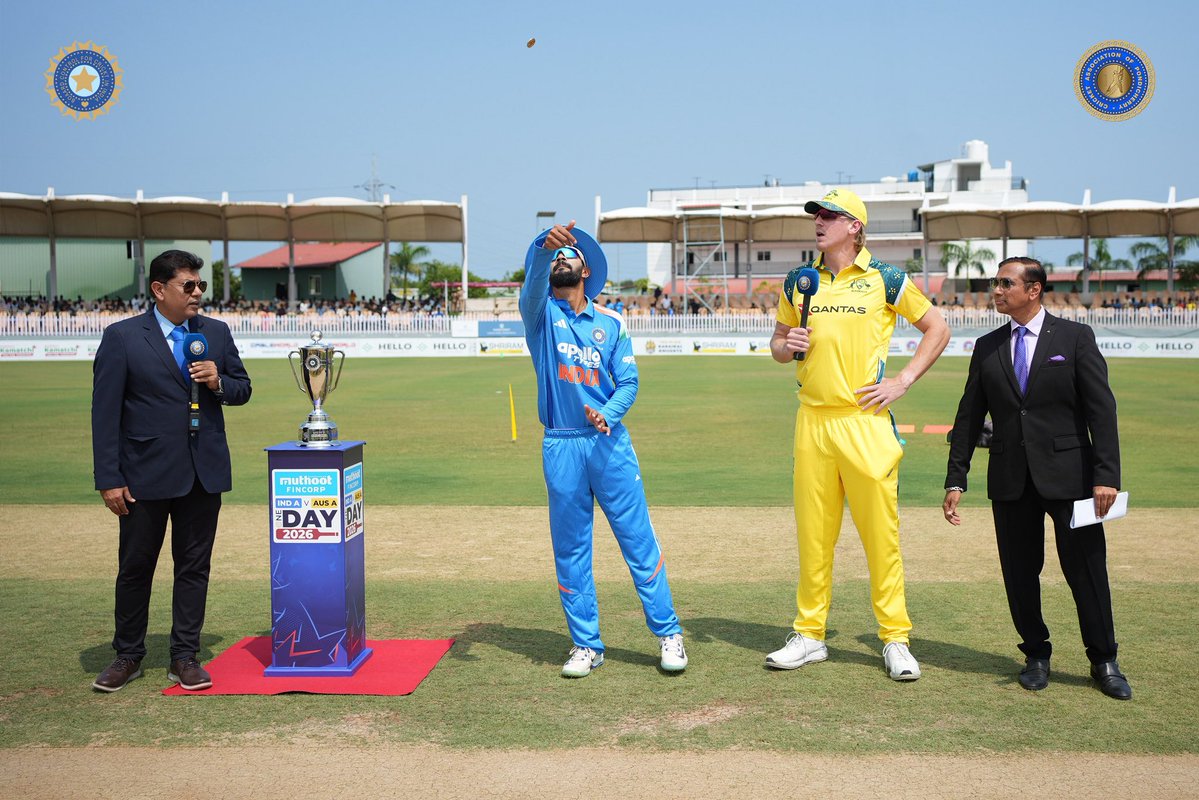 CApondicherry's tweet photo. Clicks from the toss as Australia A win the toss and opt to bat first. 📸🏏
#CAP #CricketAssociationofPondicherry #PondicherryCricket #INDvsAUS https://t.co/kMP6WjSkam