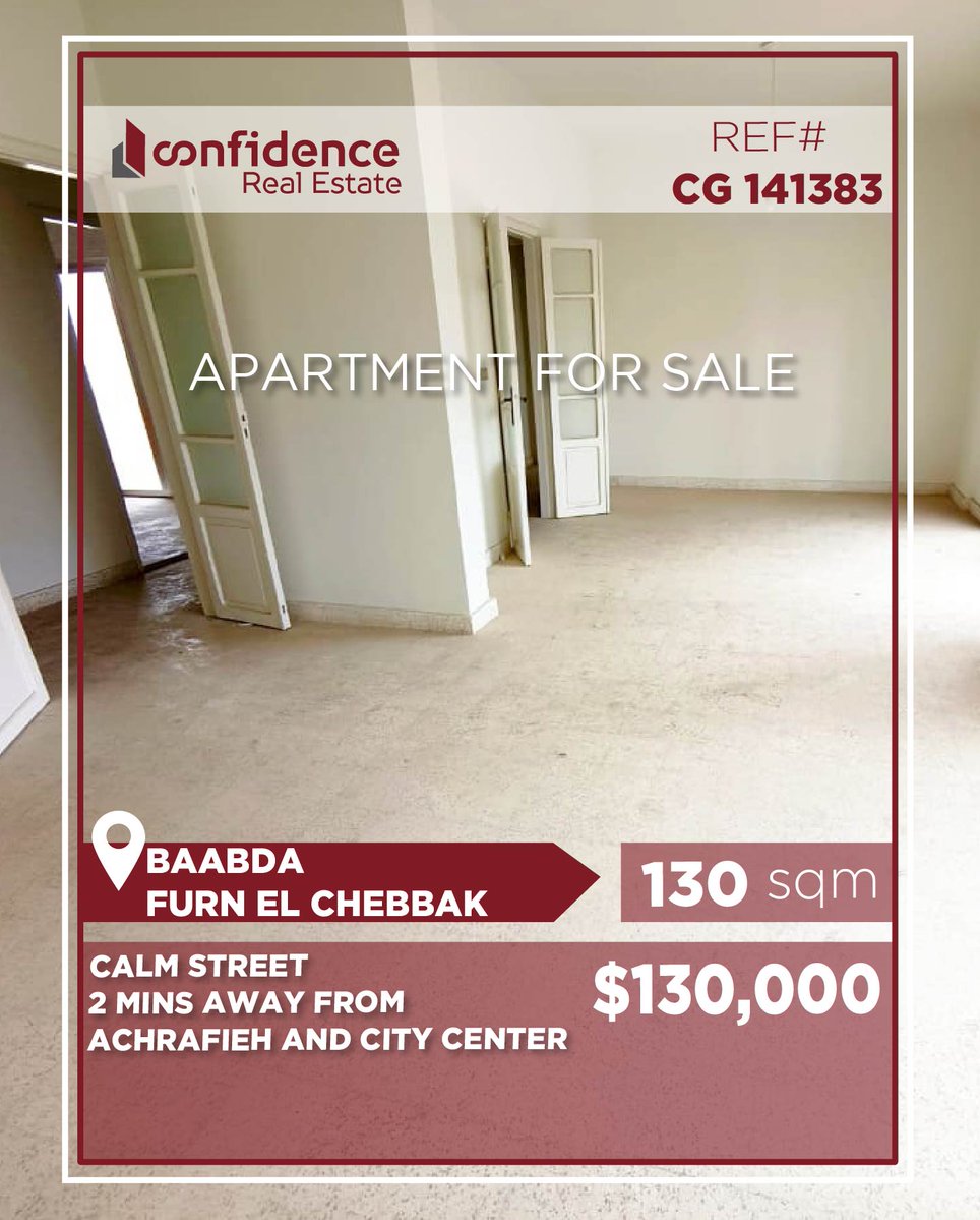 confidence_cre's tweet photo. Price: 130,000$+2.5% Commission
Introducing a cozy 130 sqm apartment in Furn El Chebbak
For more info: do not hesitate to contact us 71 000 850
REF#CG141383
#FurnElChebbak #FurnElChebbakRealEstate #FurnElChebbakApartment #FurnElChebbakProperty
#CONFICG
S https://t.co/BZ4QGQJ8Vx