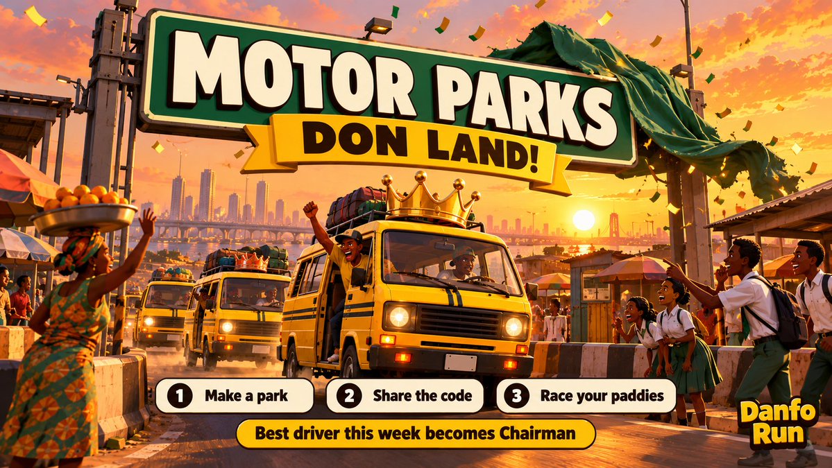 eureka_seamless's tweet photo. MOTOR PARKS DON LAND on Danfo Run 👑

Your own leaderboard with only your paddies: your class, your office, your street, your group chat.

The best driver this week becomes Chairman. 
New Chairman every Monday.

It started with one mum asking if her son and his school friends could race each other. So we built it.

👉 https://t.co/0kl62IRdzA
