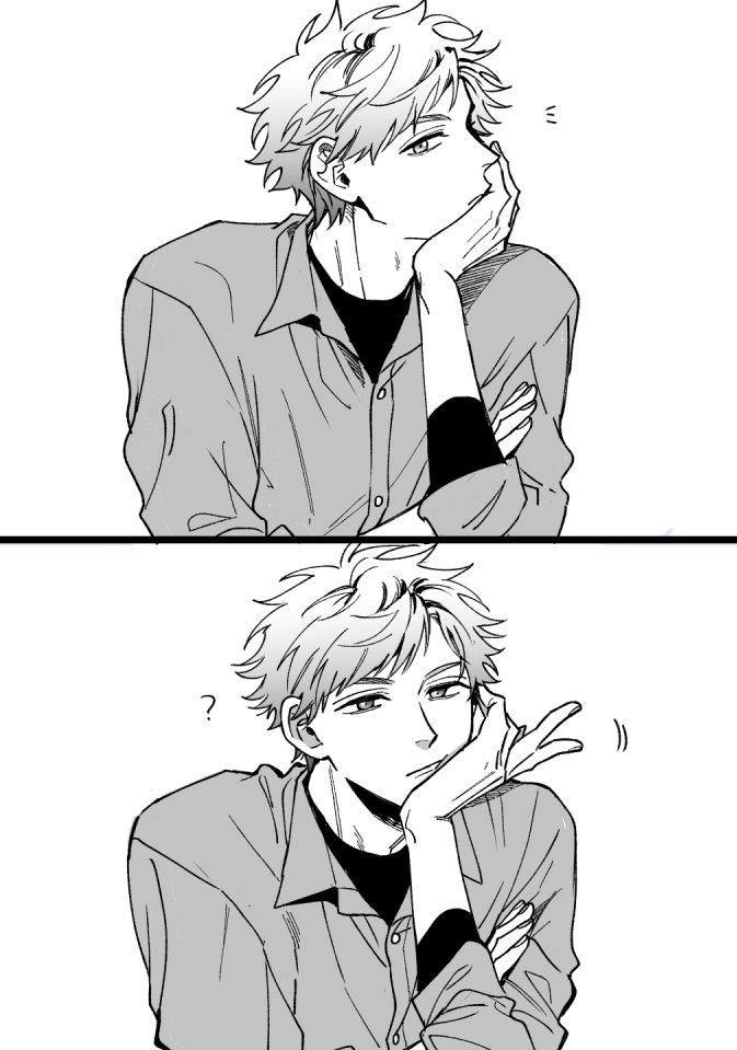 kibundeowaruyo's tweet photo. 長めに見つめてみる　友達目線と恋人目線
まがおかくん😐

#創作BL https://t.co/eBxFzF6NOD