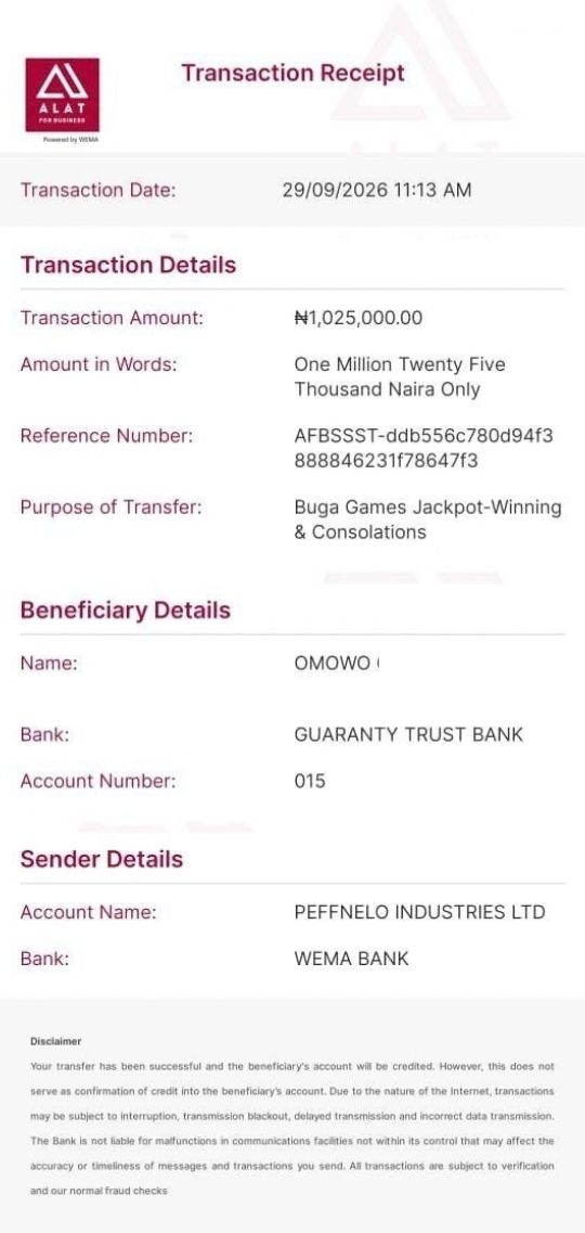 buga4gamez's tweet photo. Real winner. real payout.
₦1,000,000 downland with another Buga Games winner! ₦5,000 entry → ₦1,000,000 cashout.

See the transaction receipt below Visit:  https://t.co/Hb4UPqYcEQ for more details. https://t.co/2WSWW7OEJx